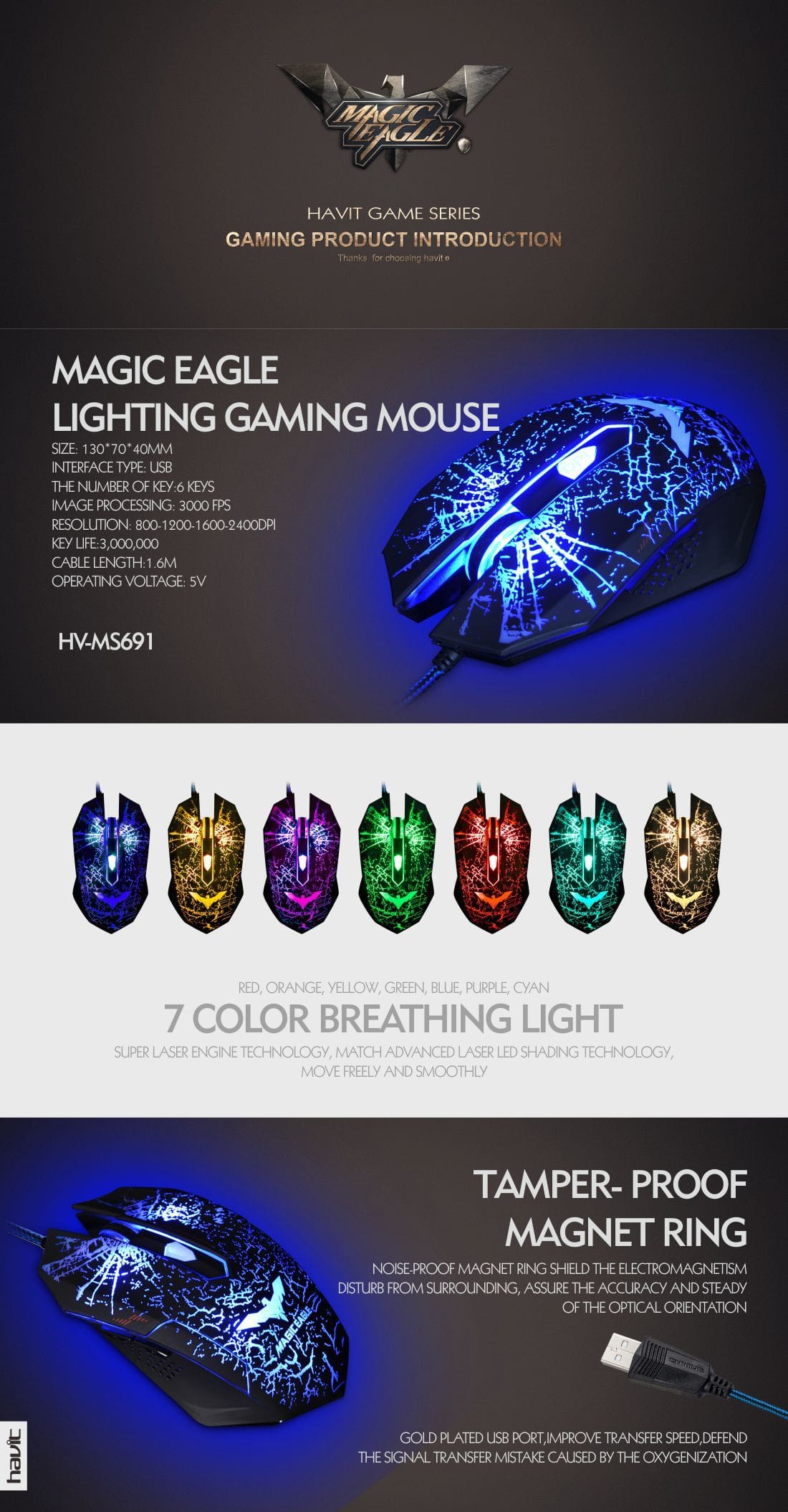 HAVIT HV-MS691 Ergonomic Wired Gaming Mouse