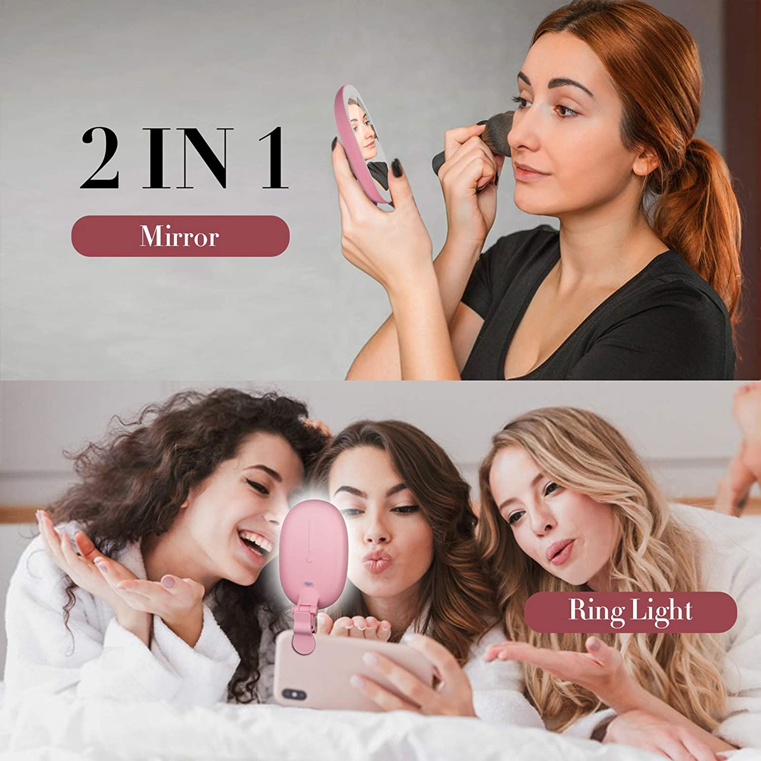 HAVIT F-528 Clip-On Selfie Ring Light with 48 LED Mirror & 3 Light Modes