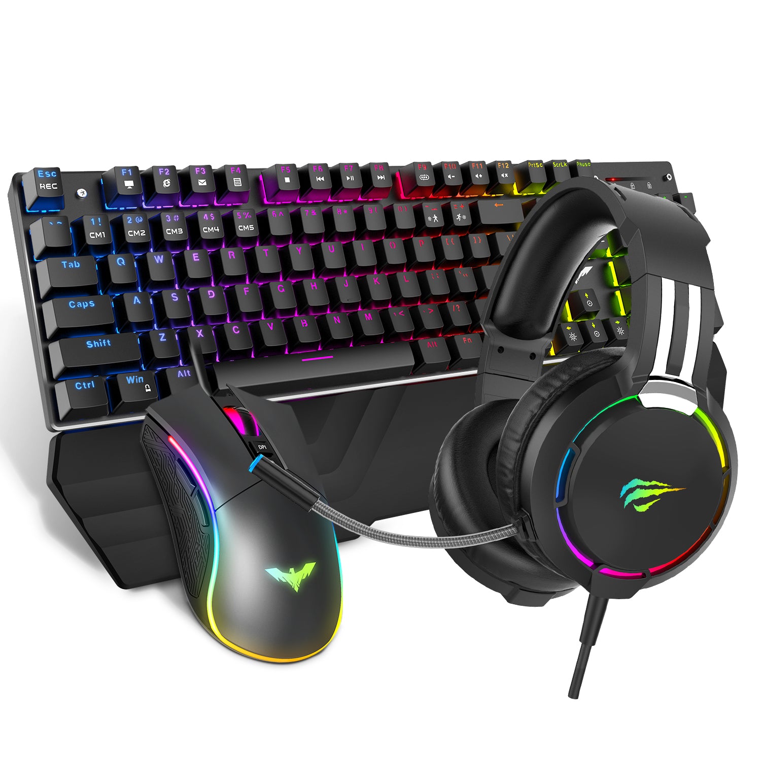 HAVIT HV-KB380L Mechanical Keyboard Mouse RGB Headset Kit (Upgraded