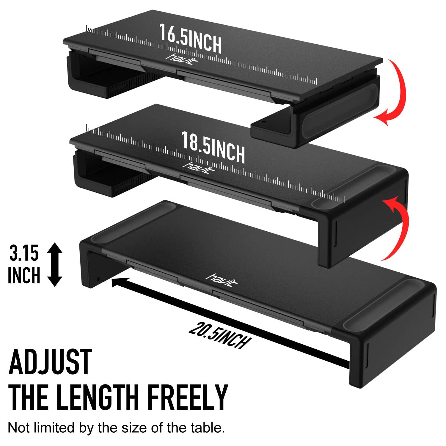HAVIT HY-AP2002 Computer Monitor Stand with Drawer, Three Adjustable Widths