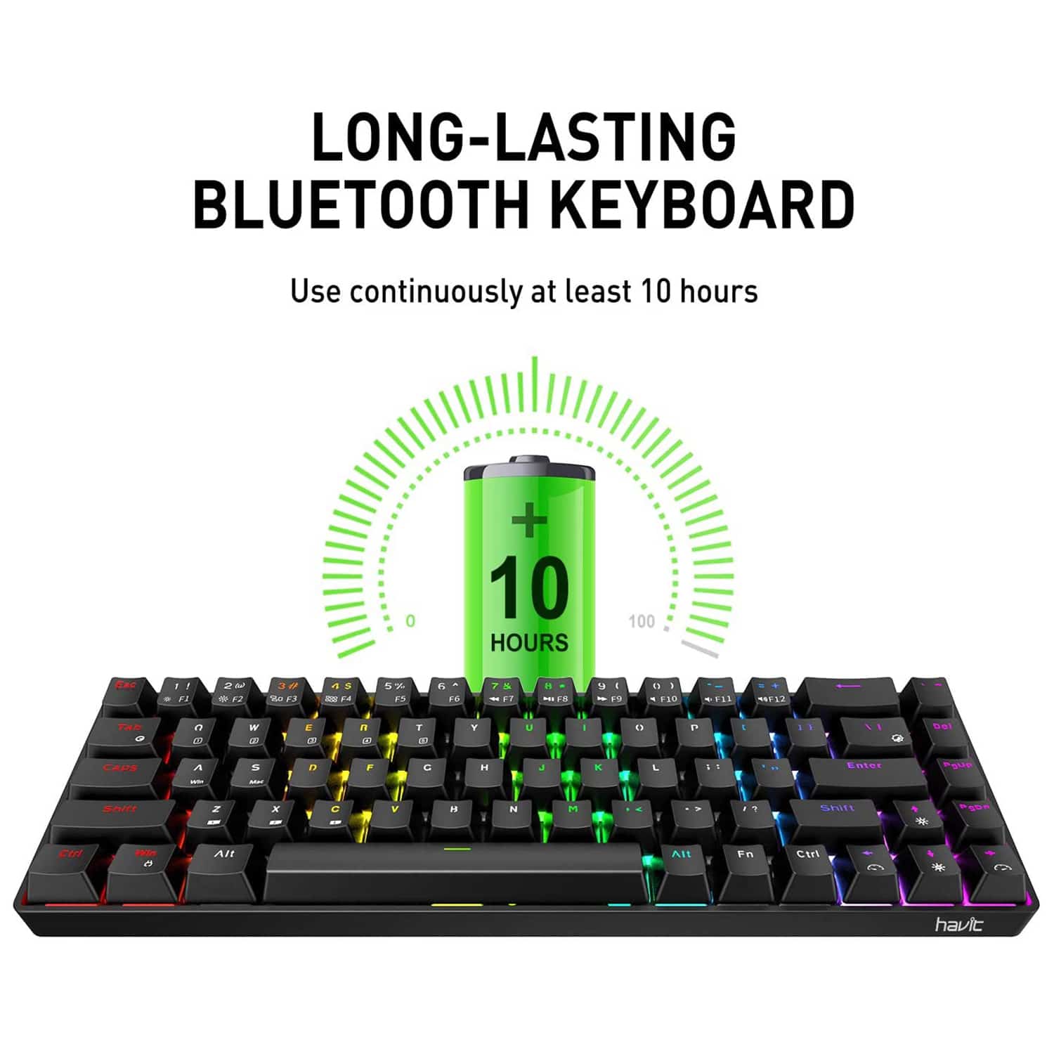 HAVIT KB498L Wireless Mechanical Keyboard & Programmable RGB Mouse Combo - 60% Keyboard with Bluetooth / Wired Modes