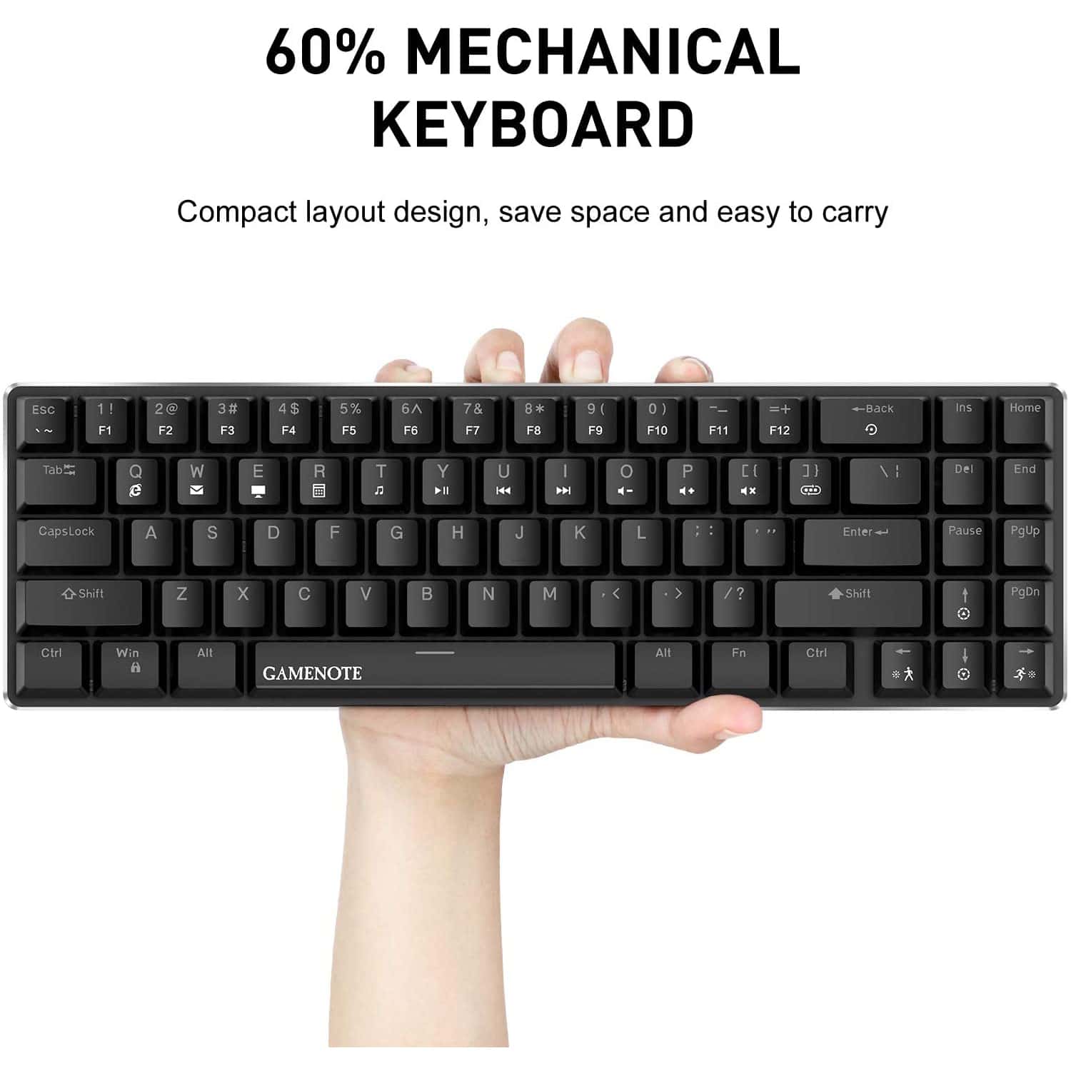 HAVIT KB512L 60% Gaming Mechanical Keyboard with 71-Key, LED Backlit, Detachable USB Type-C Cable