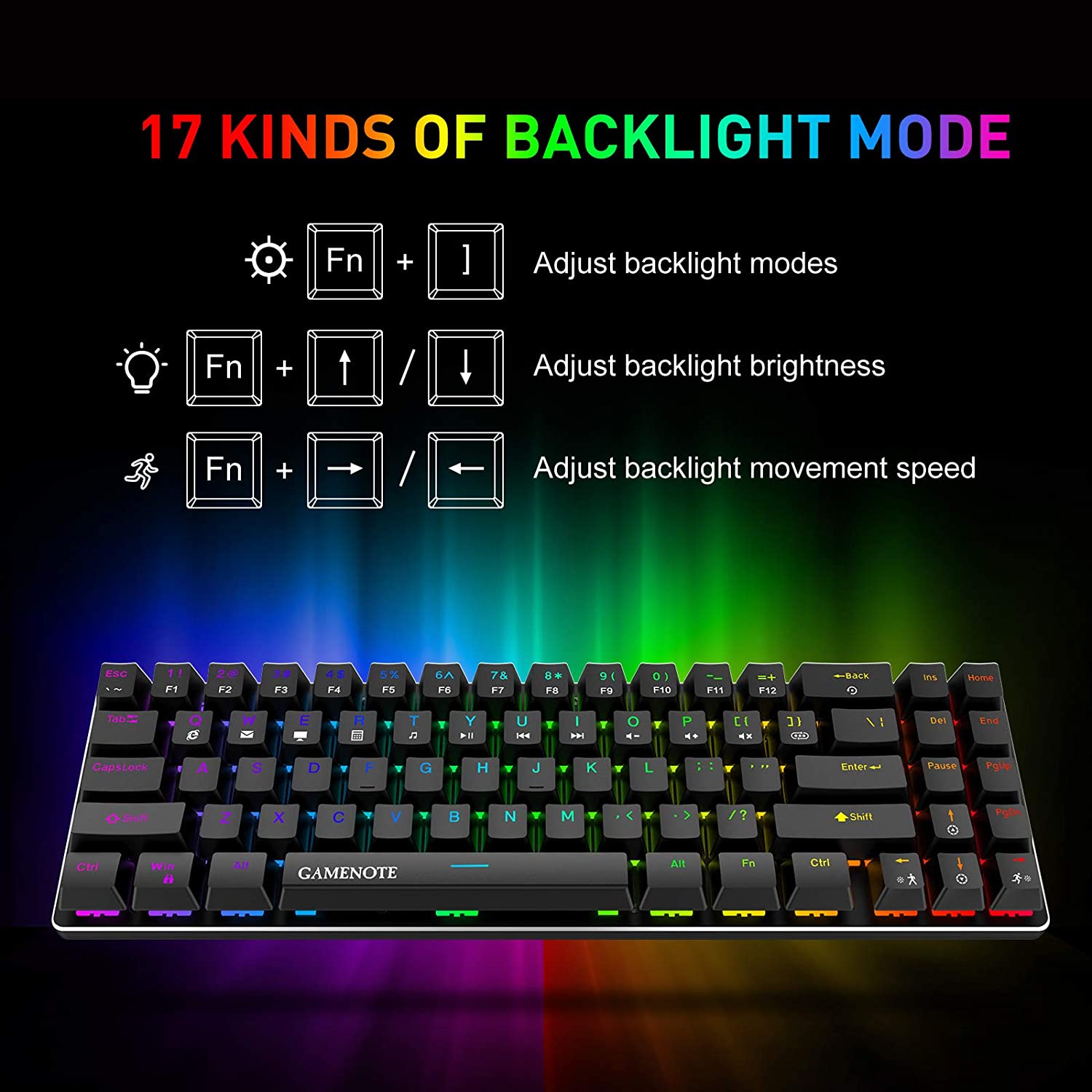 HAVIT KB512L 60% Gaming Mechanical Keyboard with 71-Key, LED Backlit, Detachable USB Type-C Cable