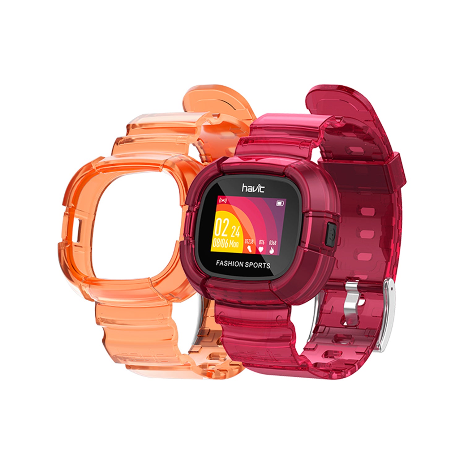 HAVIT M90 Smart Watch with Replaceable Colorful Transparent Starp, IP68 Waterproof Rating