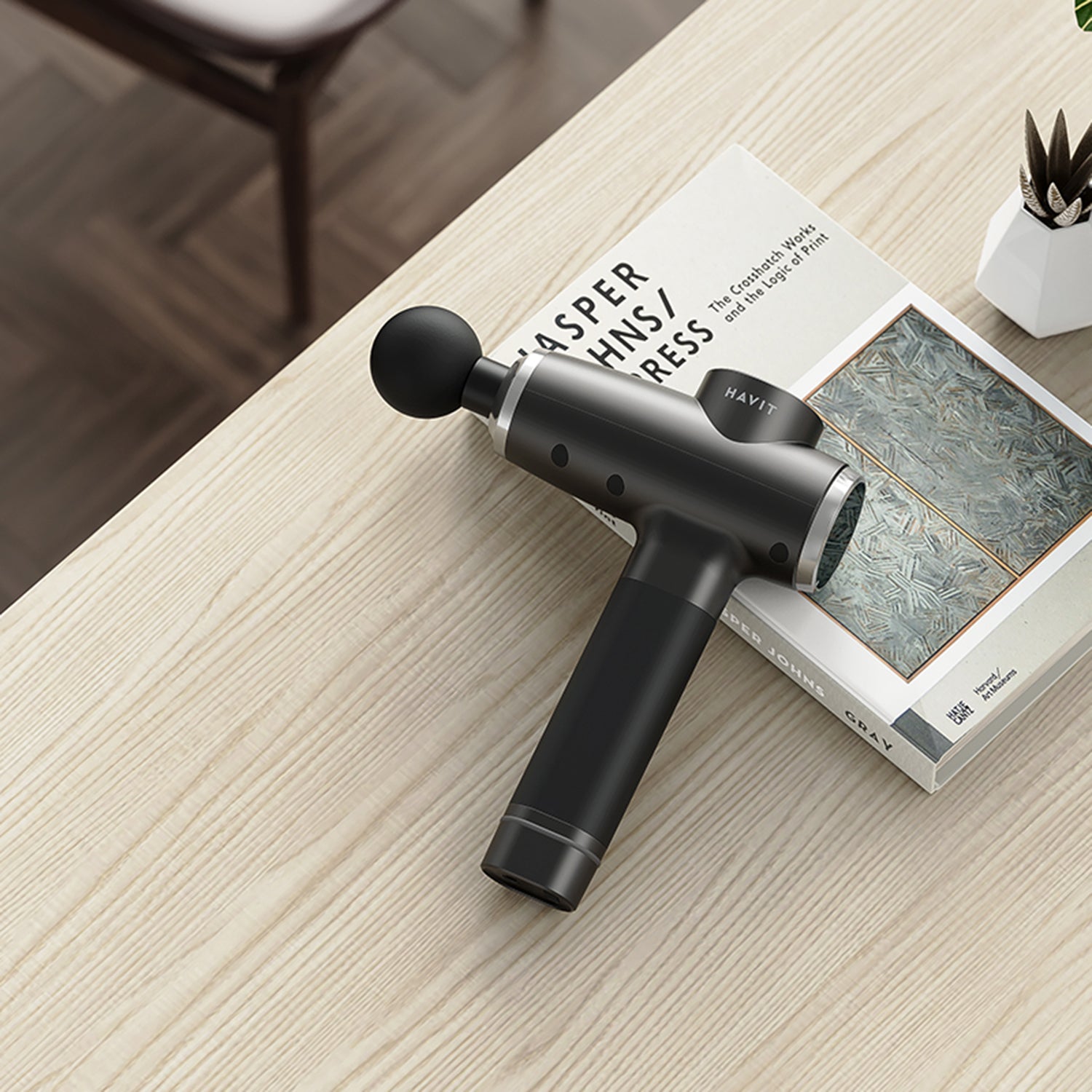 HAVIT MG1505 Muscle Massage Gun with 6 Massage Heads, 20 Speed Level, Deep Tissue High Frequency Therapy