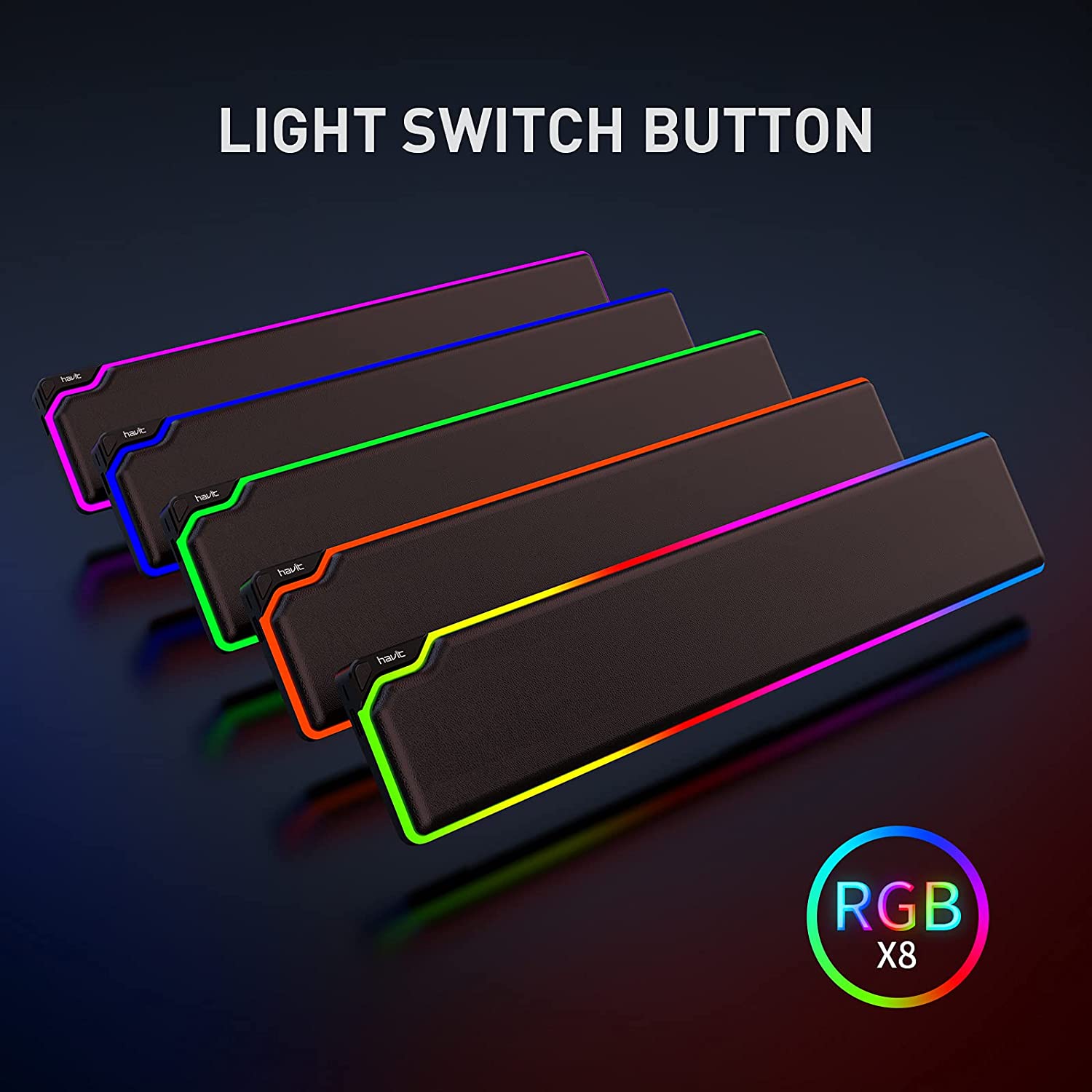 HAVIT MP906 RGB Keyboard Wrist Rest, Memory Foam Material, for Computer Laptop Office, PC Gaming