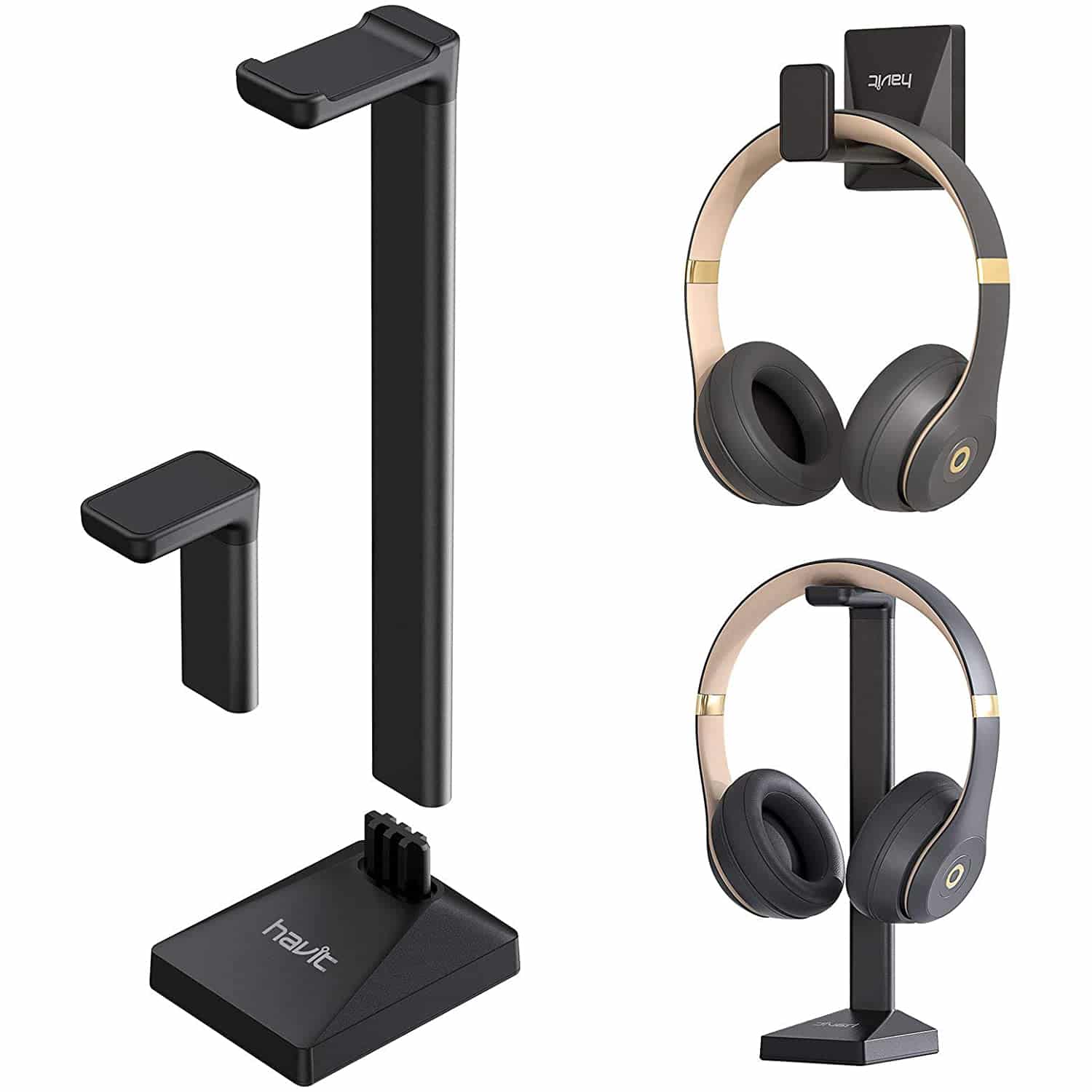 HAVIT TH670 Wall Mounted Headphone Stand with Replaceable Headset Hanger & Removable Base