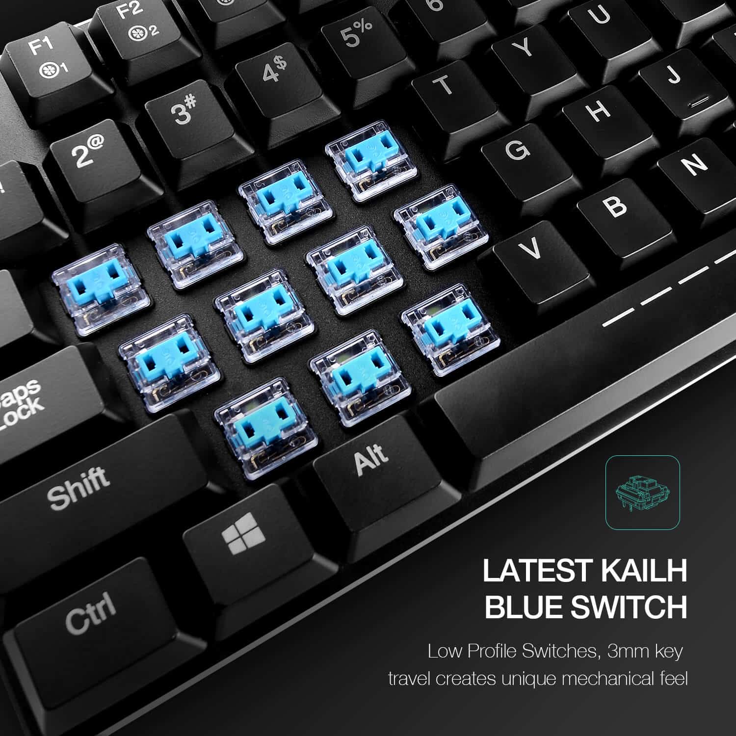 HAVIT HV-KB390L Low Profile Mechanical Keyboard, 87-Key, Programmable, LED, Kailh PG1350