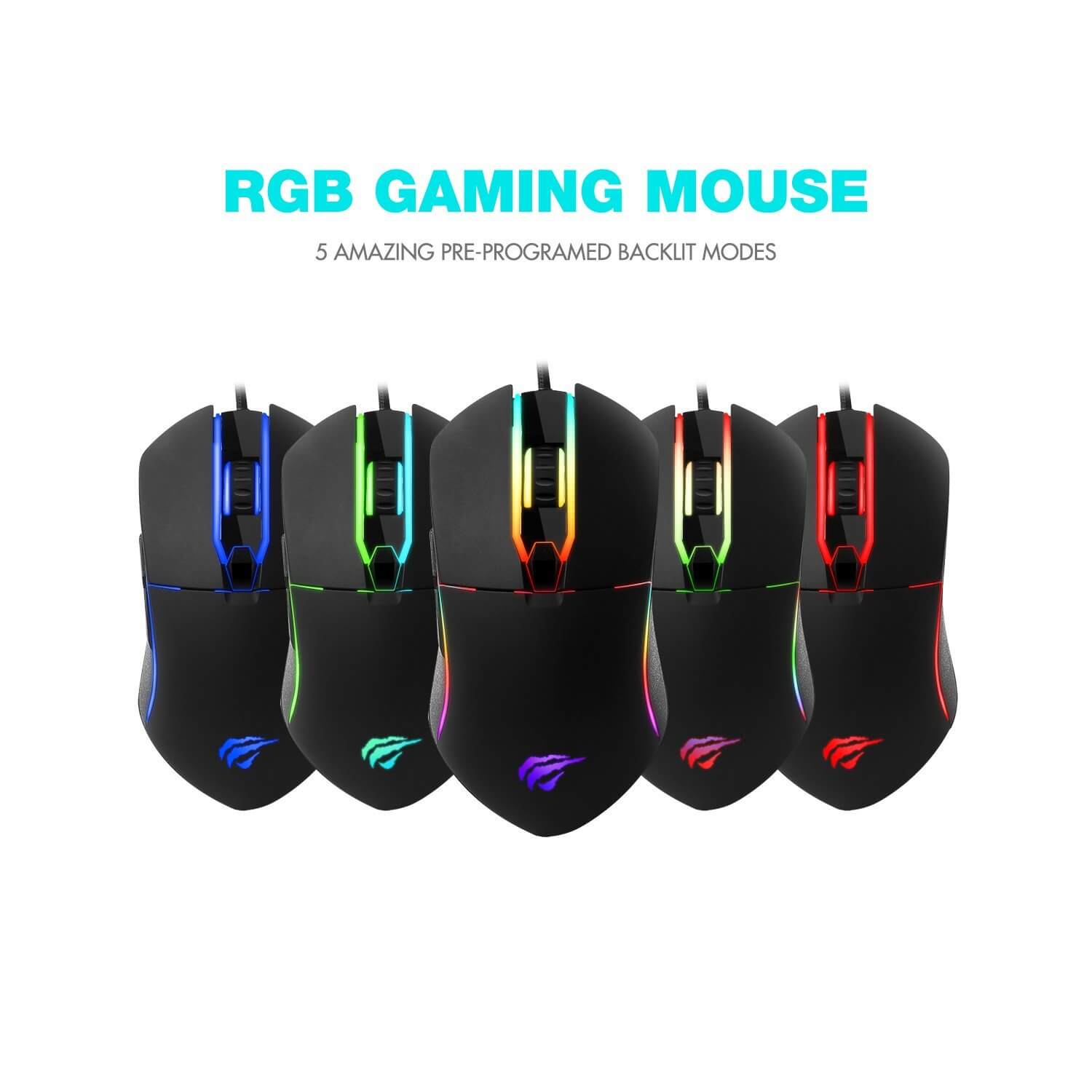HAVIT HV-MS761 6-Button Gaming Mouse with Avago A3050 Chipset, Up to 4000 DPI, RGB