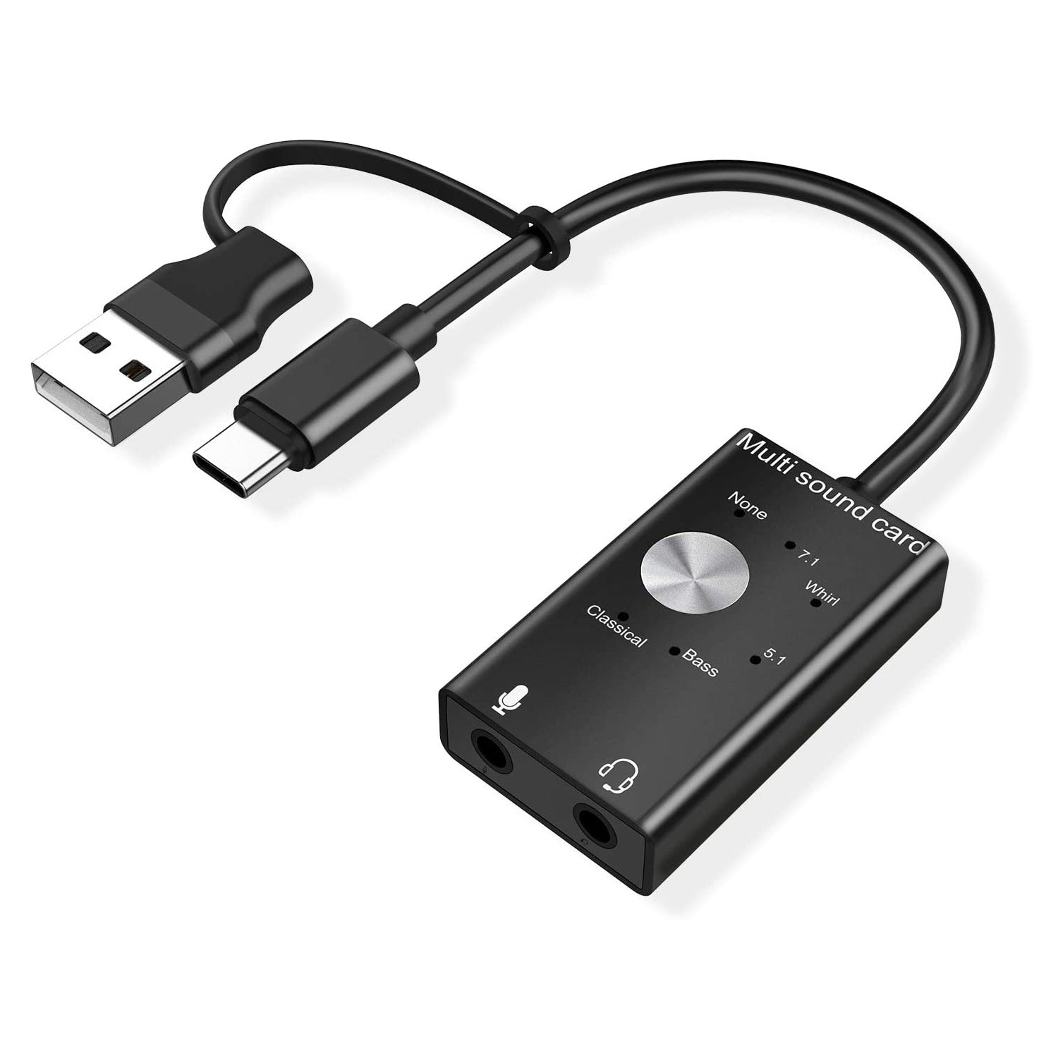 HAVIT HV-SD1039 Audio Adapter External USB Sound Card with 3.5mm Headphone and Microphone Jack