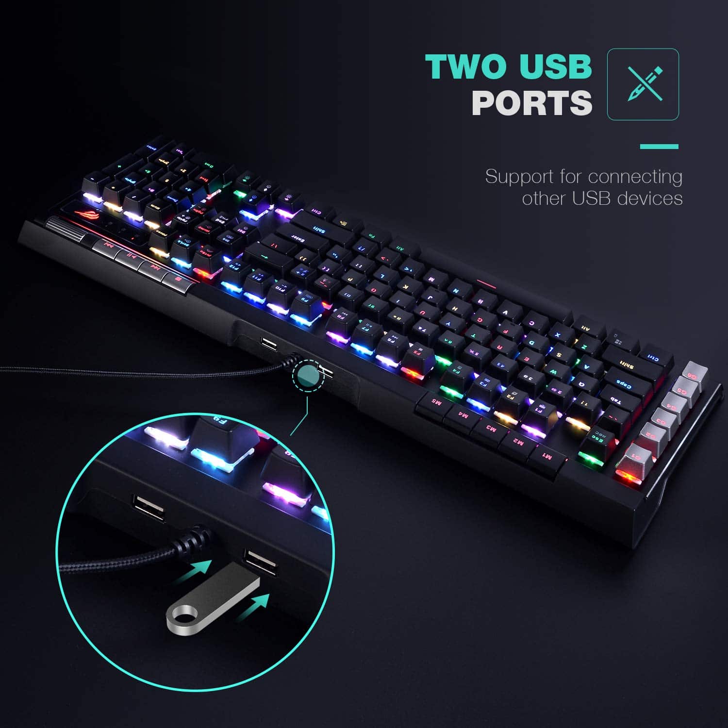 KB462L Mechanical Keyboard with Detachable Wrist Rest, RGB Backlights, Macro Buttons