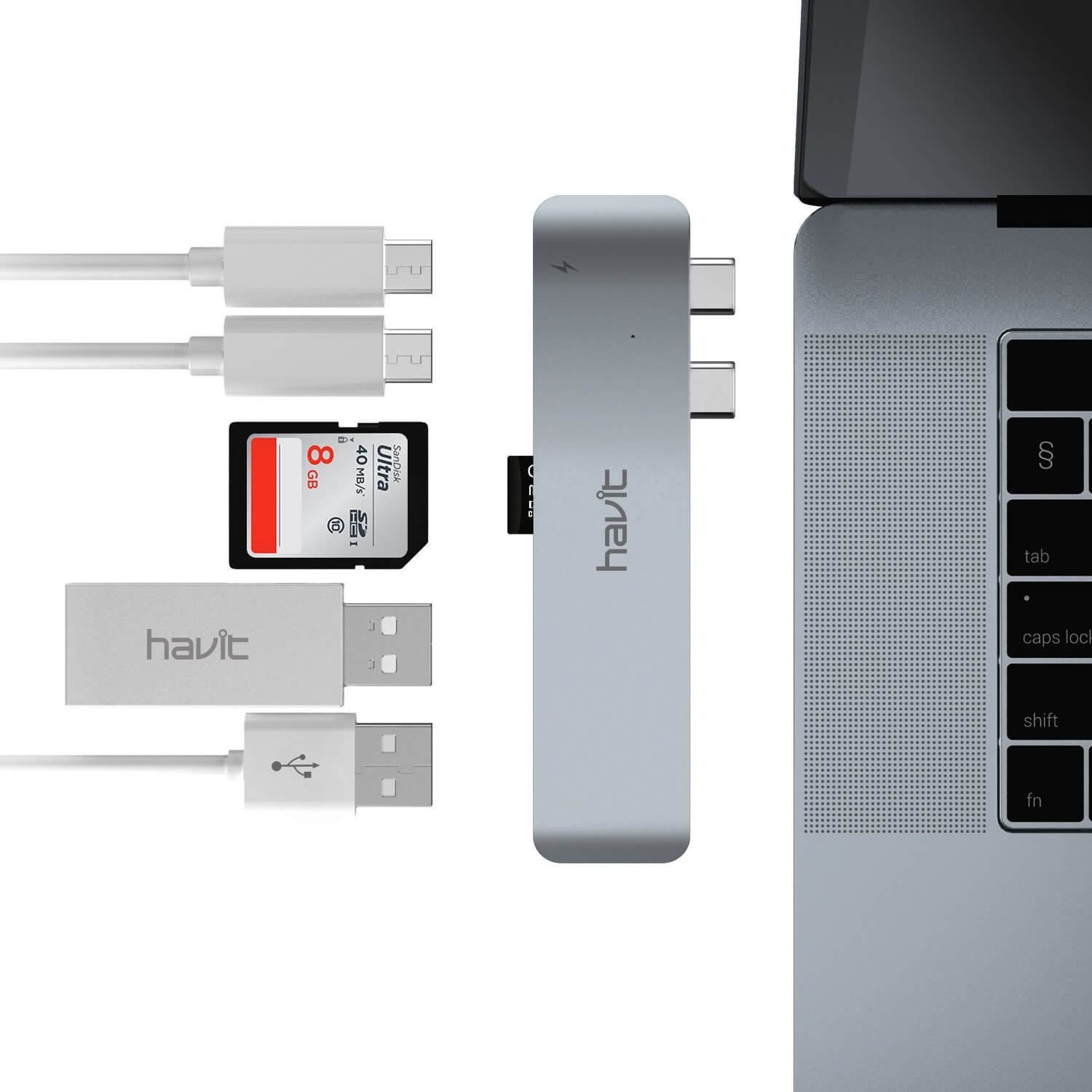 HAVIT T90 Thunderbolt 3 Dock / Hub for MacBook Pro 2016 13” / 15” with Thunderbolt 3, USB-C, USB-A 3.0, SD & Micro SD
