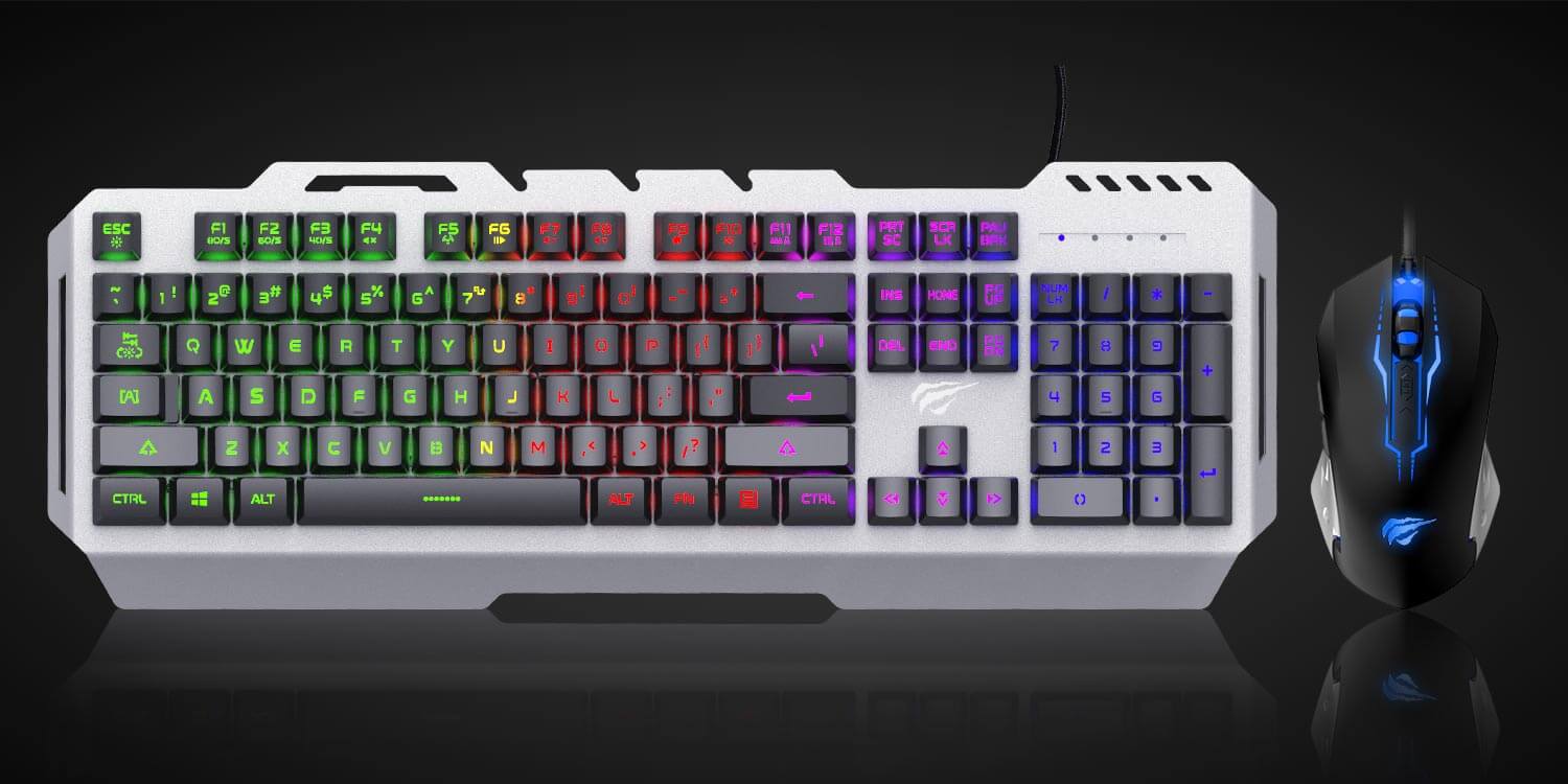 HAVIT X11 Gaming Keyboard Mouse Combo with Aluminum Panel & LED Backlit