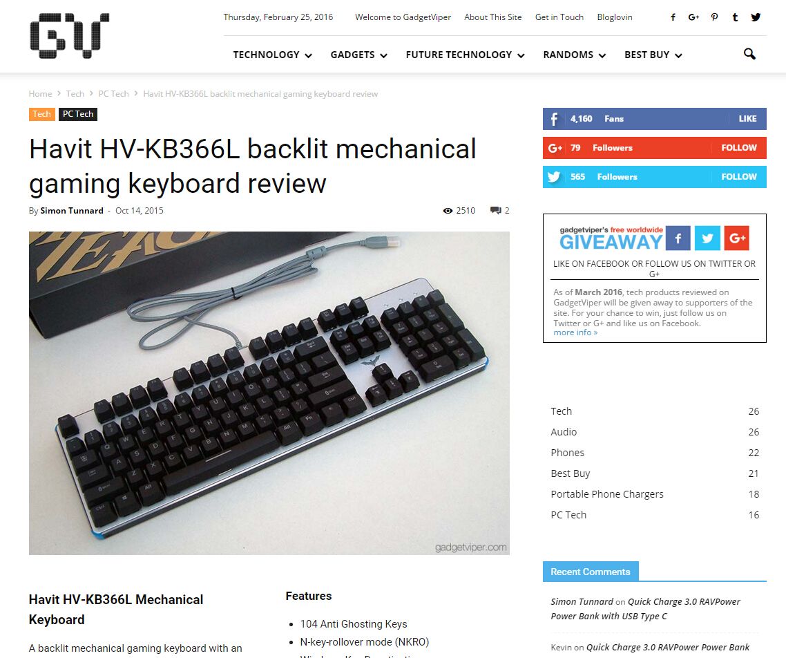 Gadgetviper.com: Havit HV-KB366L backlit mechanical gaming keyboard review