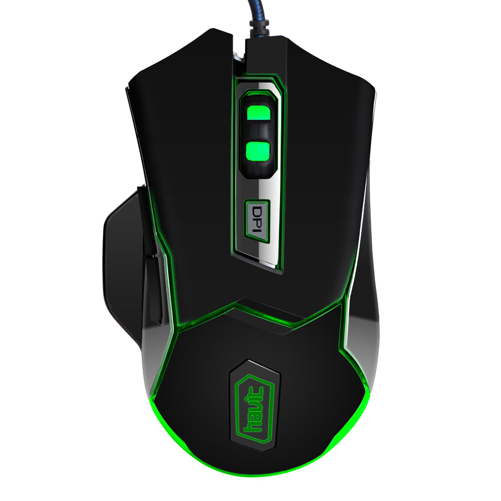HAVIT HV-MS720 USB Wired LED Optical Gaming Mouse with Green Breathing Light, 6 Buttons
