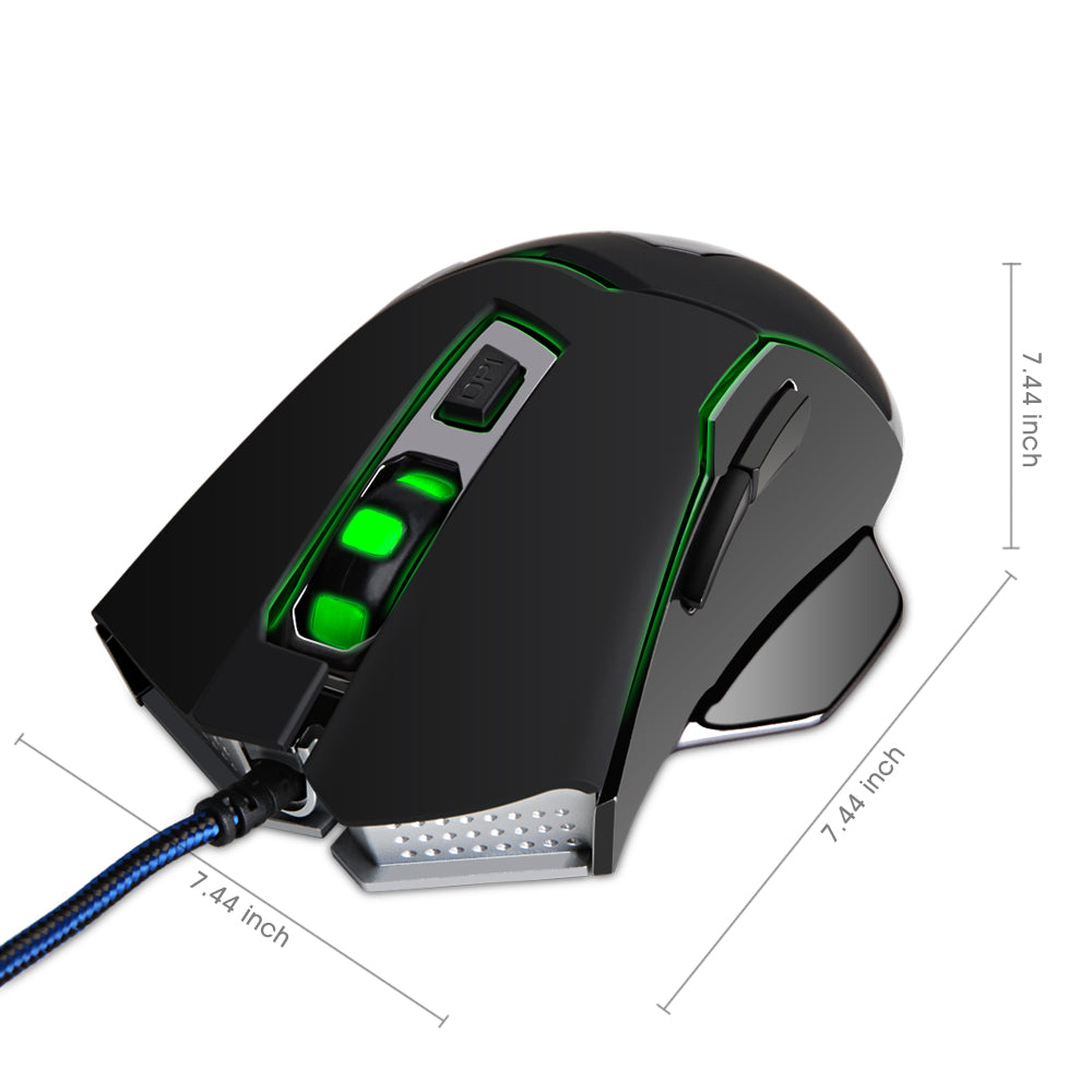 HAVIT HV-MS720 USB-kabelgebundene optische LED-Gaming-Maus mit grünem Atemlicht, 6 Tasten