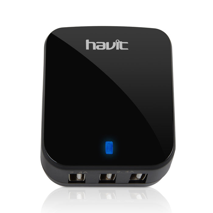 HAVIT HV-243U 24W / 4.8A 3 Port USB Travel Mobile Wall Charger AC Power Adapter (Black)