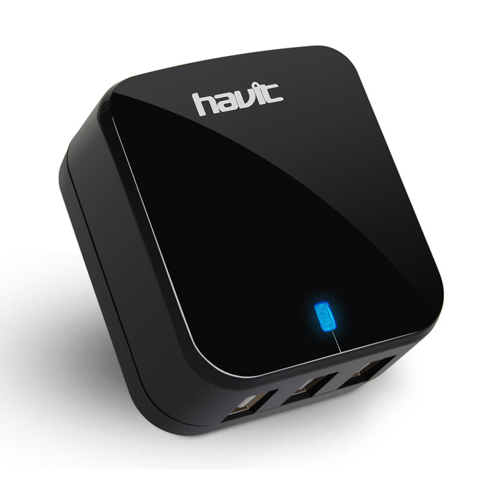 HAVIT HV-243U 24 W / 4,8 A 3-Port-USB-Reise-Mobilladegerät AC-Netzteil (Schwarz)