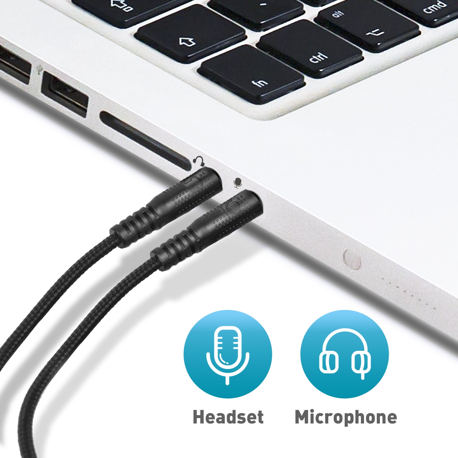 HAVIT 3.5mm Headphone Mic Adapter Cable for Laptop PC, 1 Male To 2 Dual Female Jack