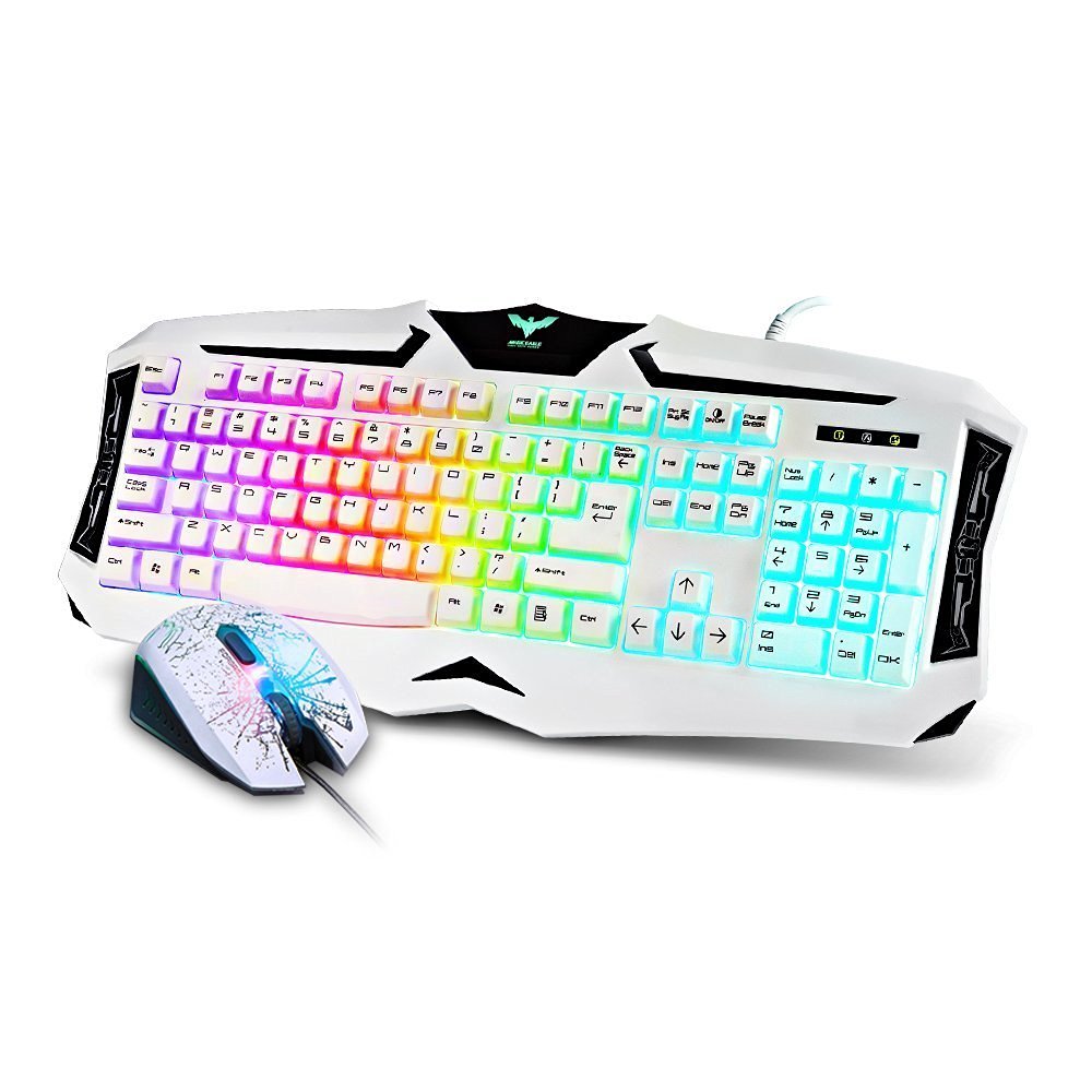 HAVIT ® HV-KB104CM Kabelgebundene Tastatur-Maus-Kombination mit LED-Hintergrundbeleuchtung