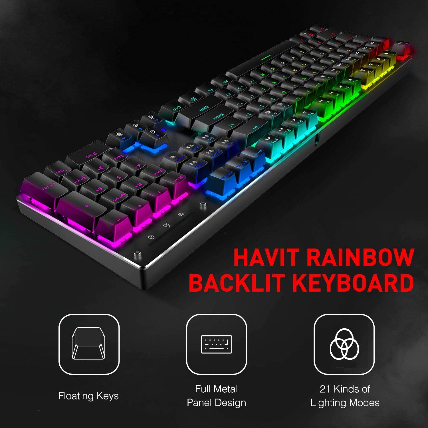 HAVIT KB393L Mechanical Gaming Keyboard and Mouse Combo 104 Keys with Rainbow Backlit