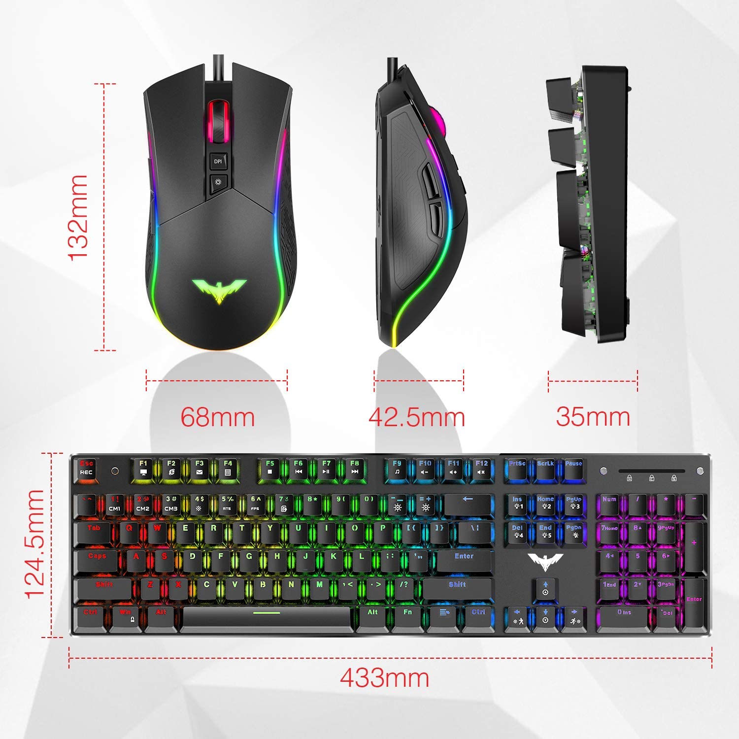 HAVIT KB393L Mechanical Gaming Keyboard and Mouse Combo 104 Keys with