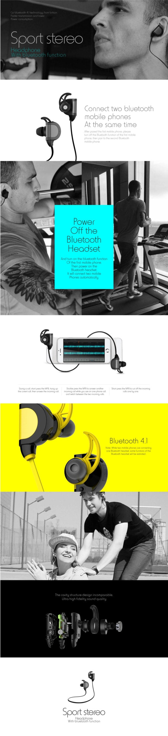 HAVIT HV-H925BT Sports Sweatproof Bluetooth 4.1 Headphones