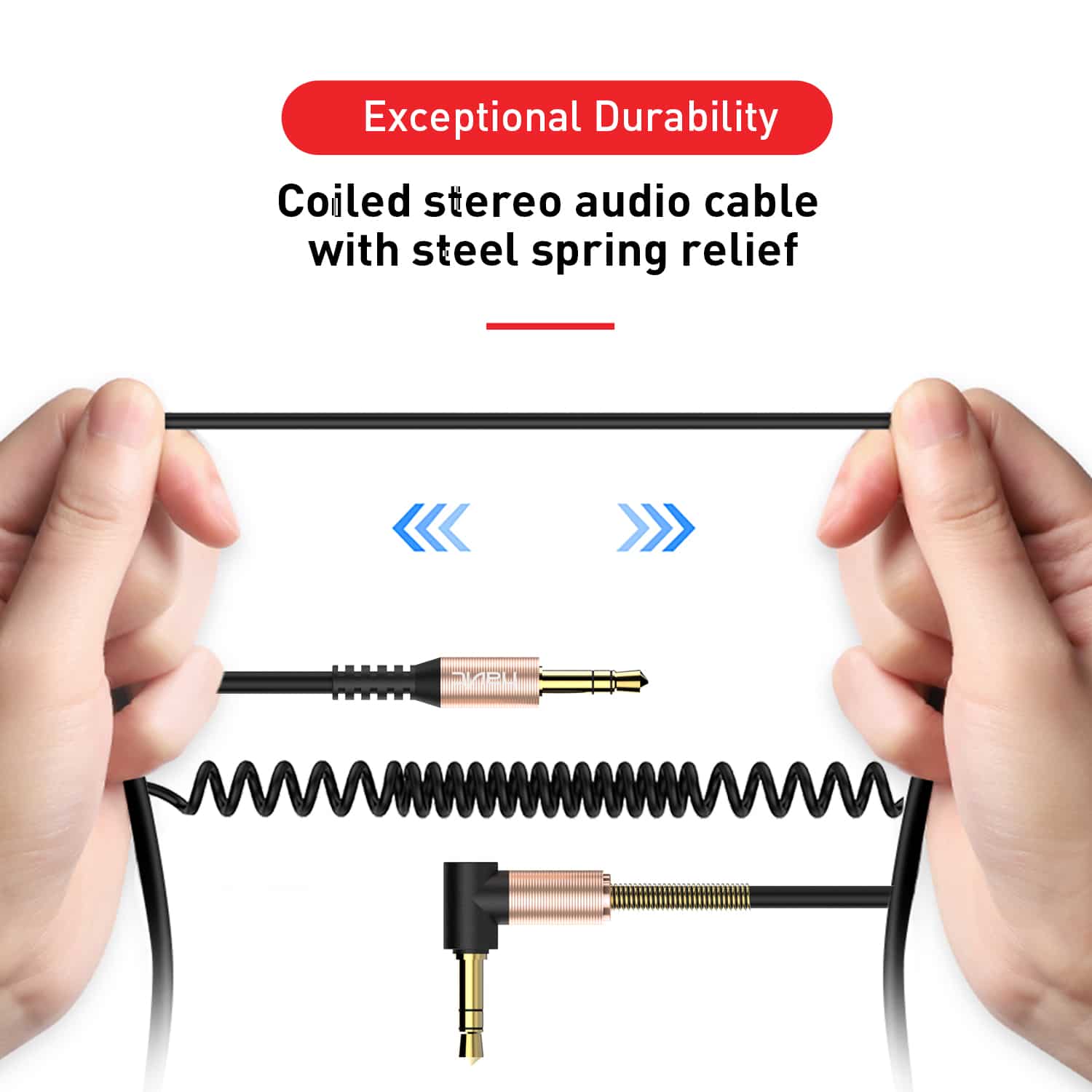 HAVIT HV-CB619X 3.5mm Male Jack to Male Stereo Coiled Aux Cable