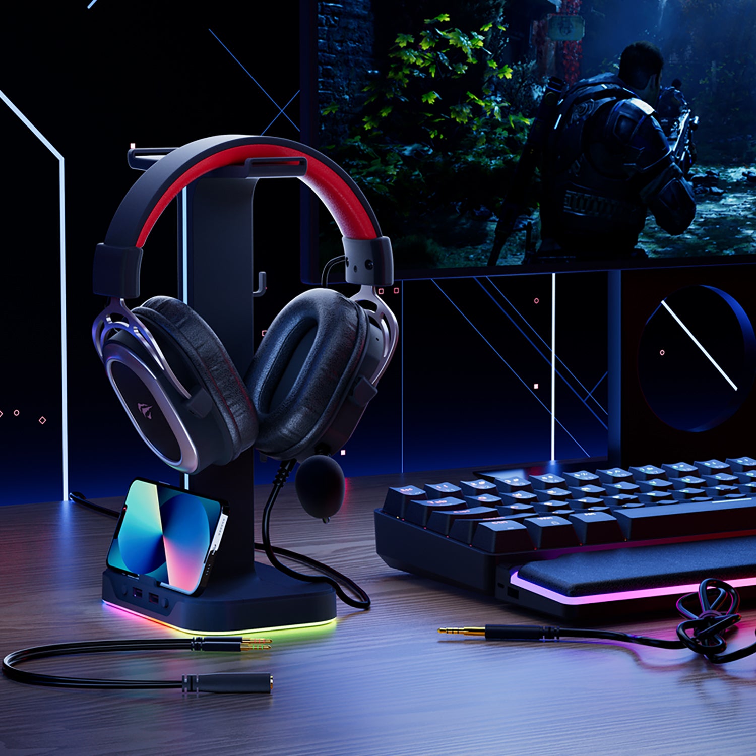 HAVIT H2008D Wired Gaming Headphones Detachable MIC 3.5mm Plug 50mm Drivers Surround Sound