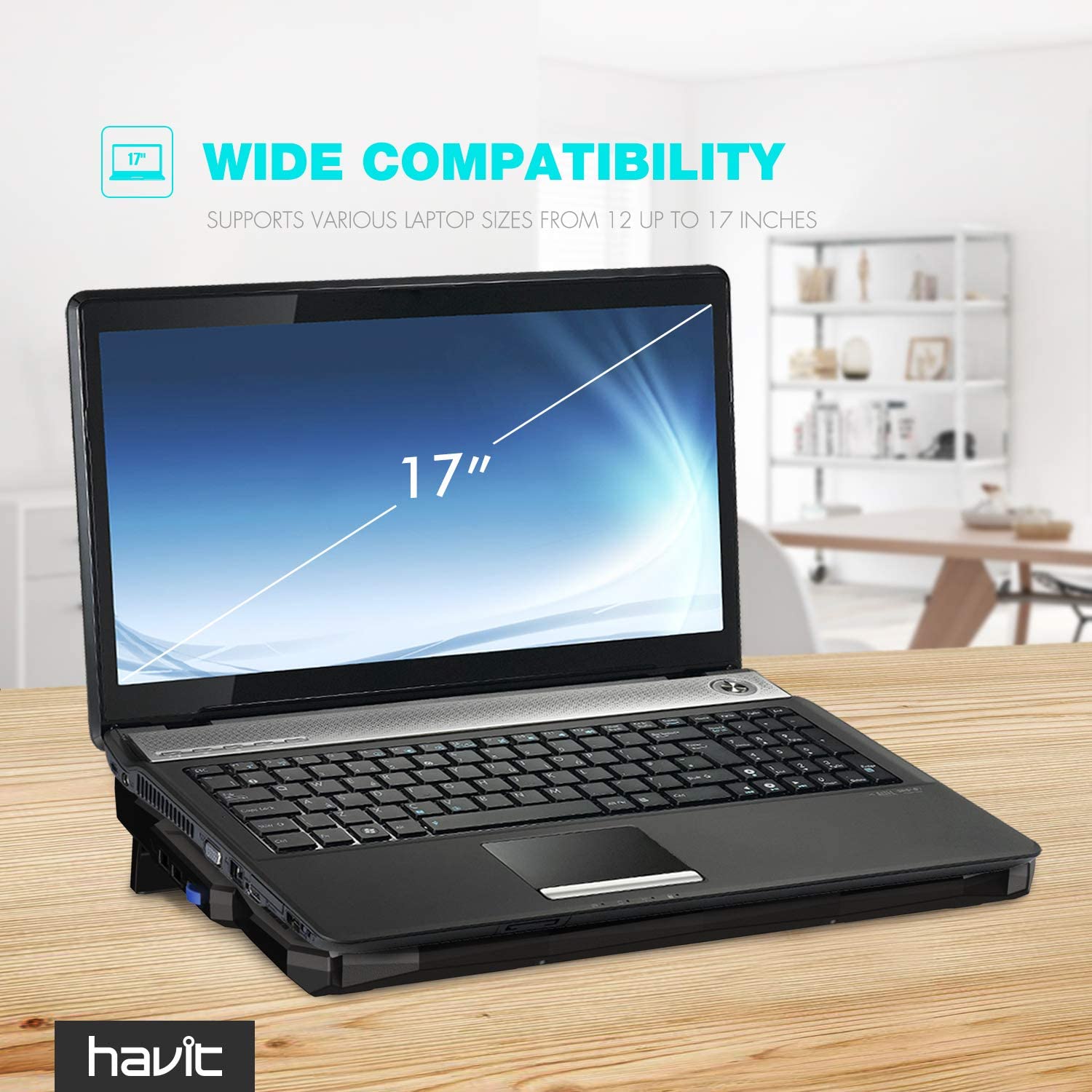 HAVIT HV-F2068 5-Fan Laptop Cooler for 14-17 Inch Laptops