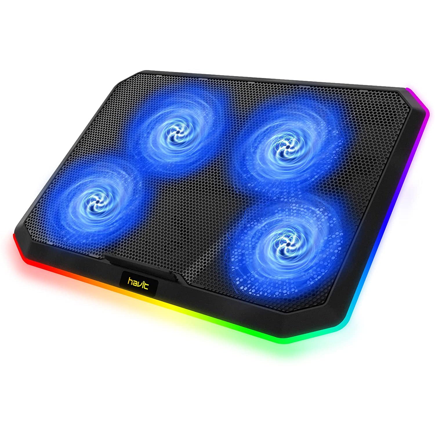 HAVIT HV-F2076 Gaming-Laptop-Kühlpad für 12-17-Zoll-Laptops mit 4 leisen Lüftern und RGB-Hintergrundbeleuchtung 