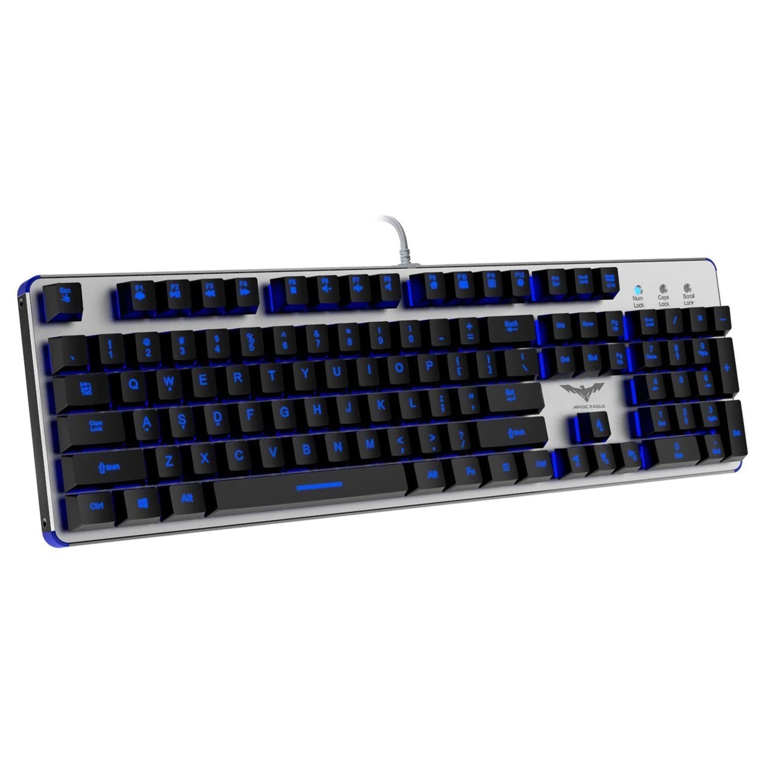 HAVIT HV-KB376L Kabelgebundene mechanische Gaming-Tastatur mit blauer LED-Hintergrundbeleuchtung und blauen Schaltern (blau)