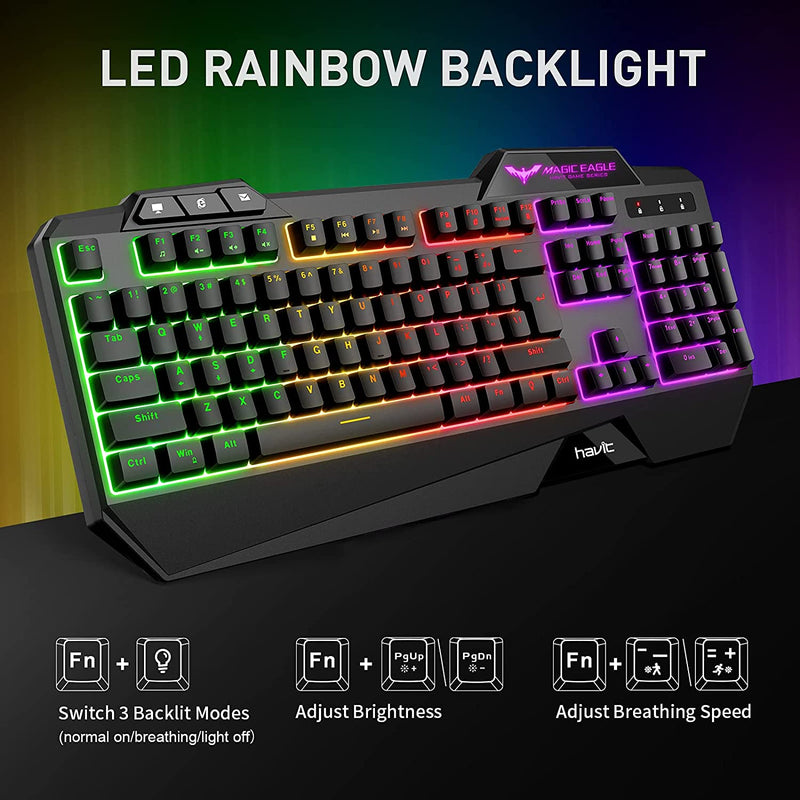 HAVIT HVKB558CM Gaming Keyboard and Mouse Combo (Rainbow Backlit)