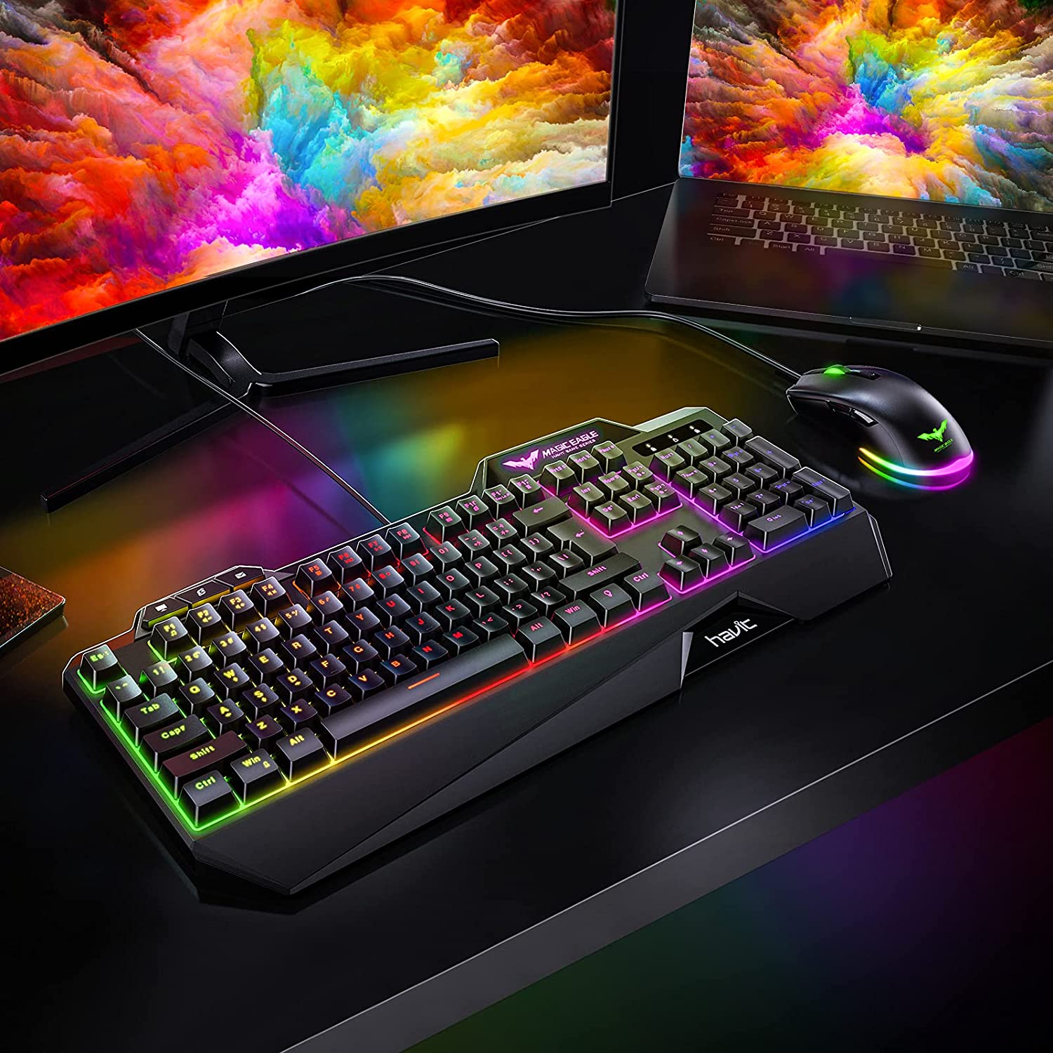 HAVIT HV-KB558CM Gaming Keyboard and Mouse Combo (Rainbow Backlit)