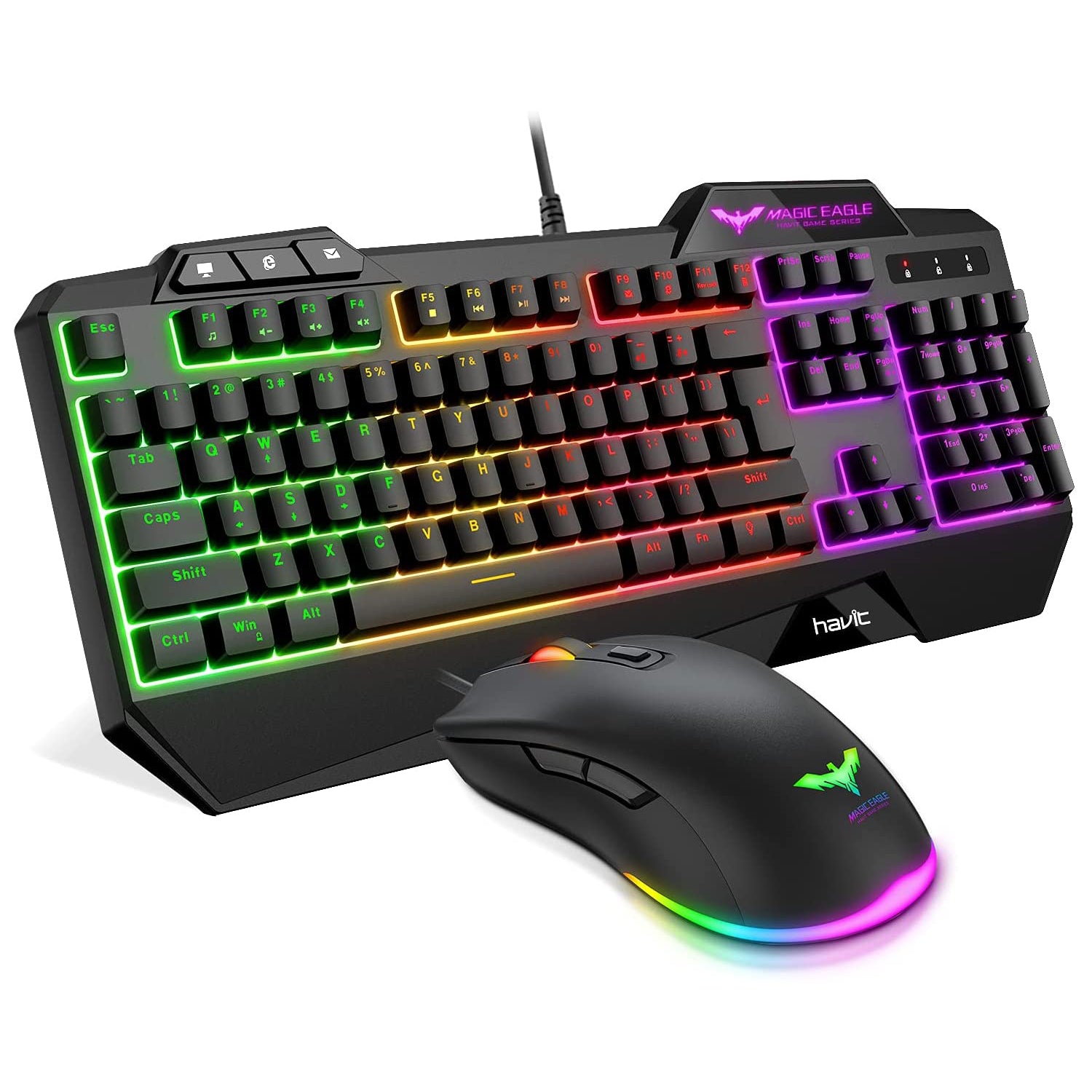 HAVIT HV-KB558CM Gaming Keyboard and Mouse Combo (Rainbow Backlit) US Layout