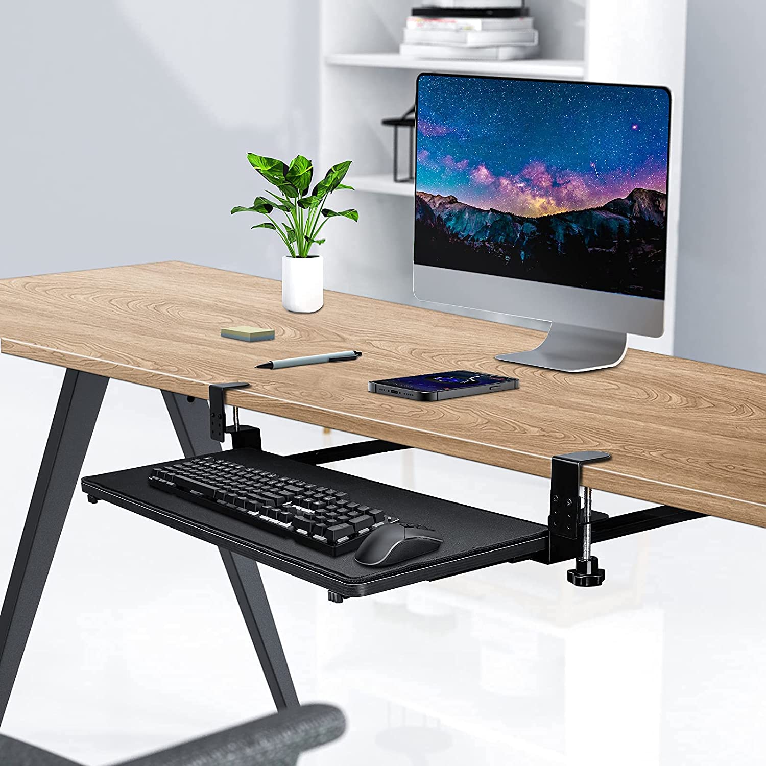 HAVIT HV-KT2101 Under Desk Keyboard Tray with Full Size Mouse Pad & C Clamp Mount System