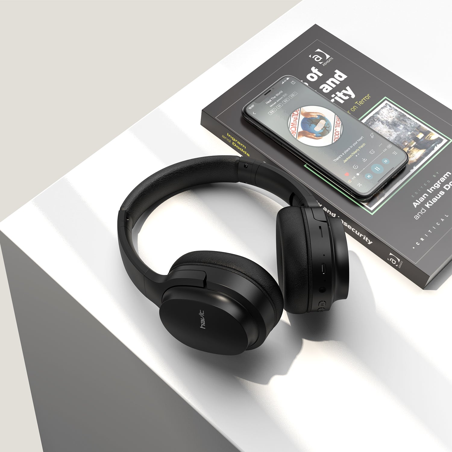 HAVIT I62N Active Noise Cancelling Wireless Bluetooth Headset, Fold Swiveling Earcups & Adjustable Headband