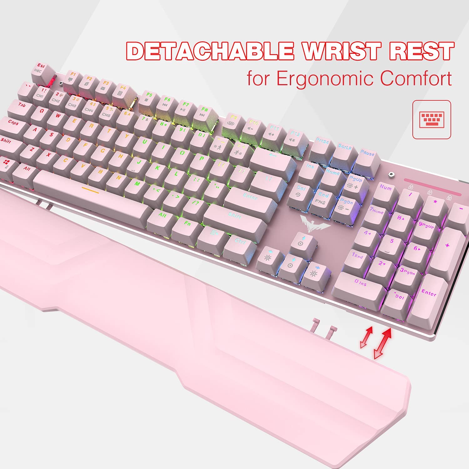HAVIT KB389L Mechanical Keyboard and Mouse Combo 104 Keys with Detacha