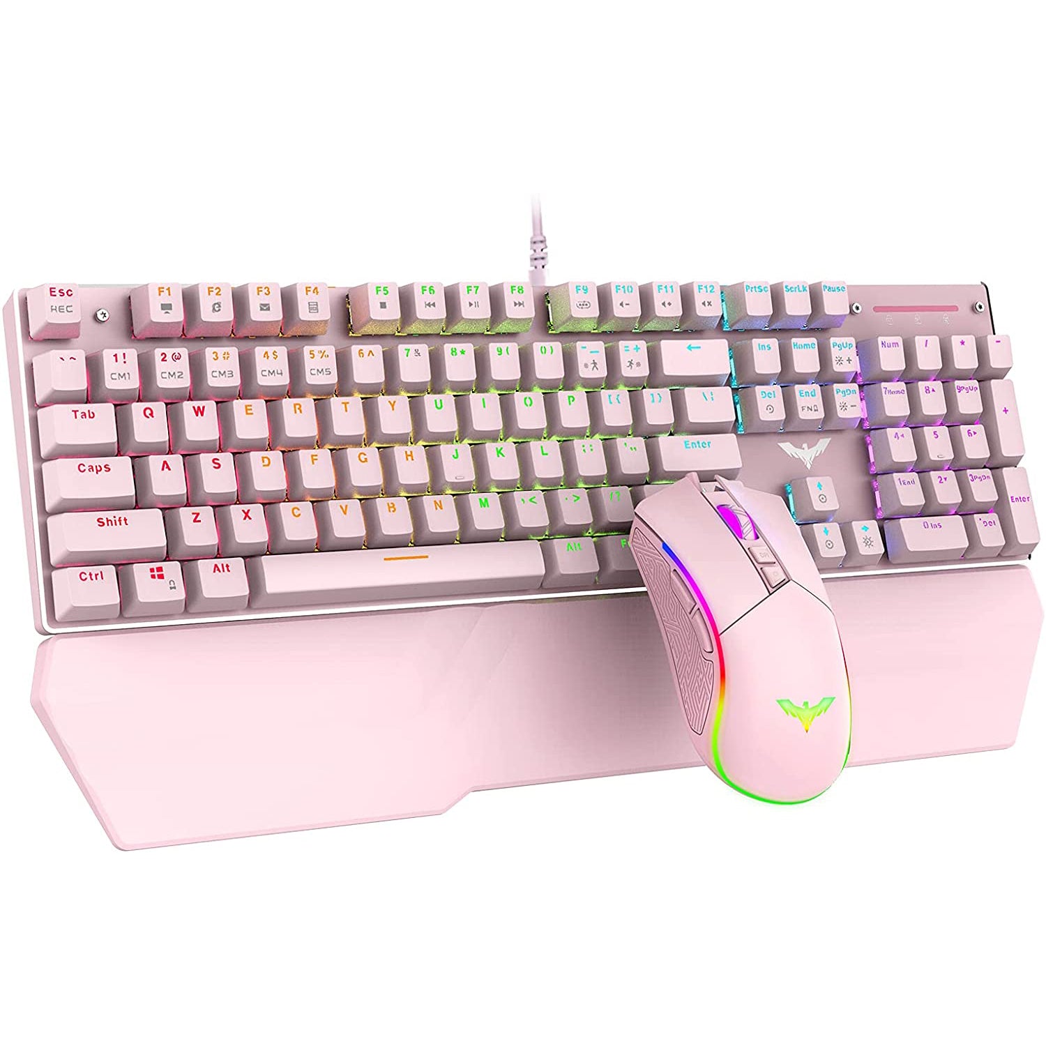 HAVIT KB389L Mechanical Keyboard and Mouse Combo 104 Keys with Detachable Wrist Rest