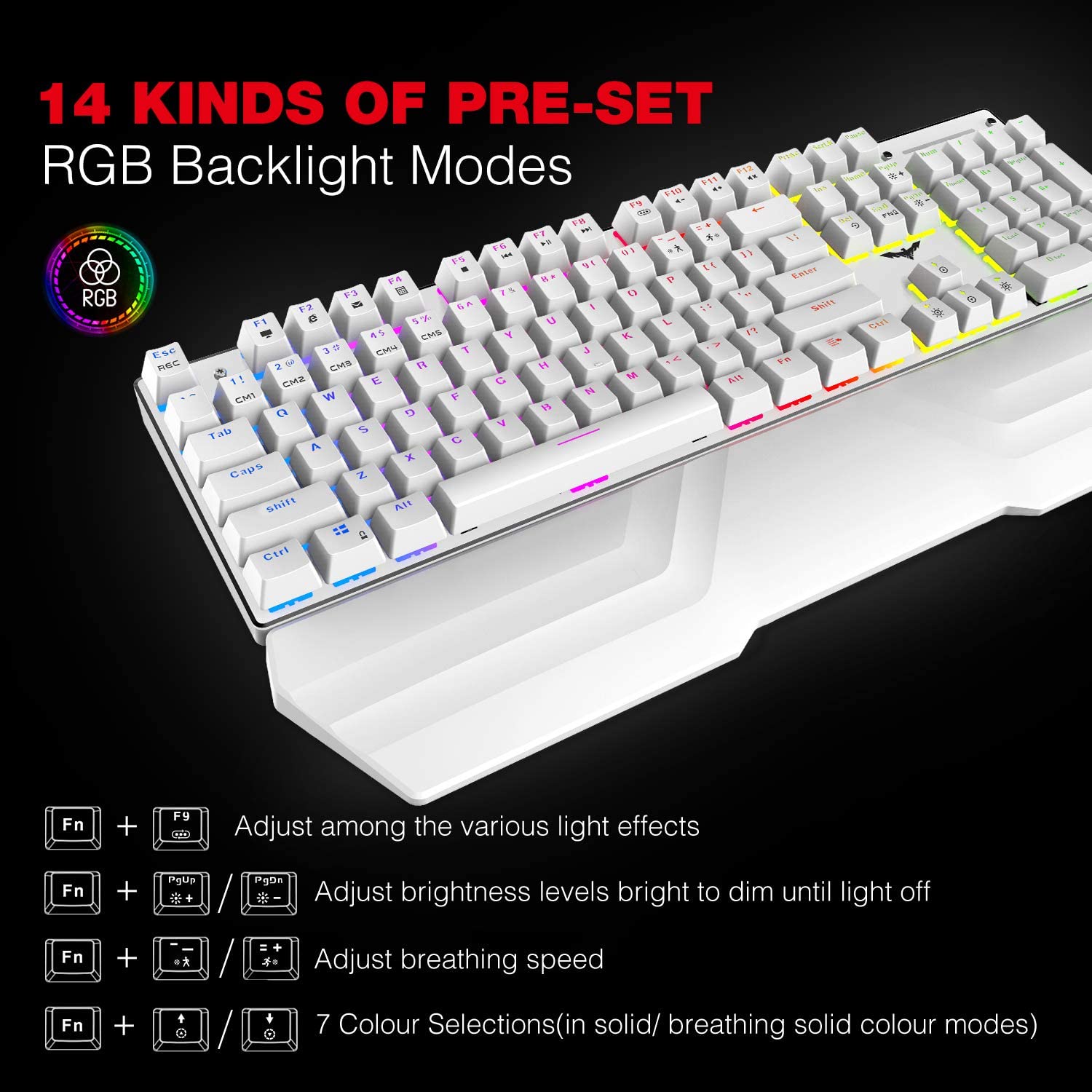 HAVIT KB389L Mechanical Keyboard and Mouse Combo 104 Keys with Detacha