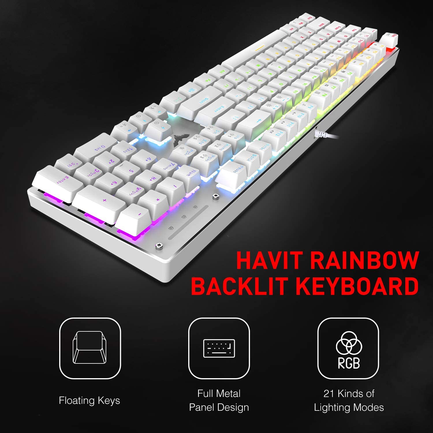 Havit メカニカルキーボード ホワイト・グリーン ゲーミングキーボード-HAVITゲーミングキーボードを購入する