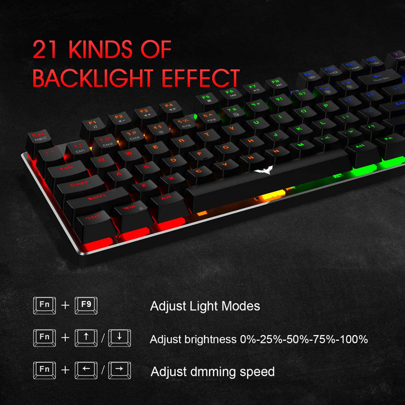 HAVIT KB486L Mechanical Keyboard Mouse & Mouse Pad Combo with 89 Keys