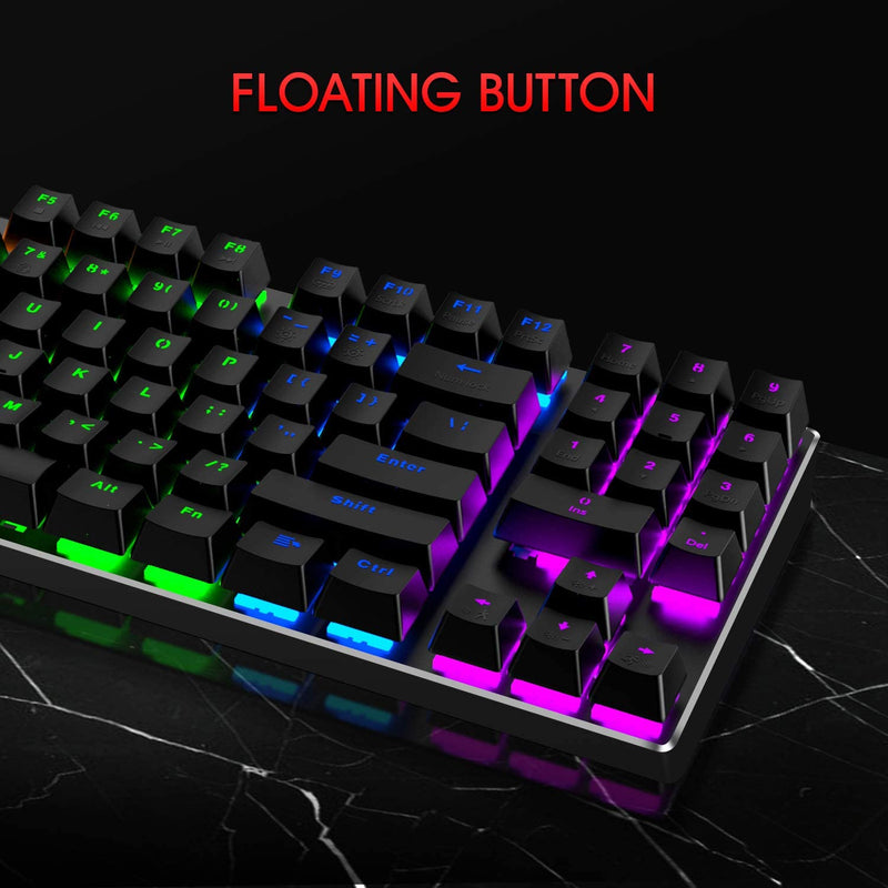 HAVIT KB486L Mechanical Keyboard Mouse & Mouse Pad Combo with 89 Keys