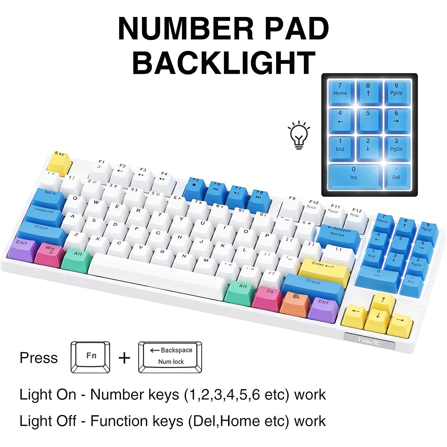 HAVIT smart26 26 Keys Bluetooth Number Pad for Mac OS & Window System【US  ONLY】