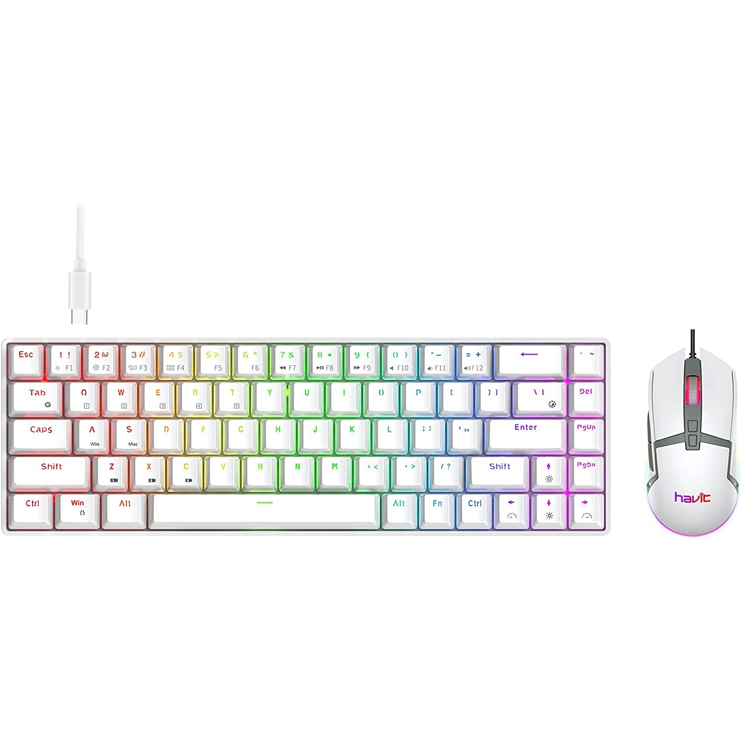 Havit メカニカルキーボード ホワイト・グリーン Havit KB901L - 88 Key Mechanical Gaming Keyboard with LED