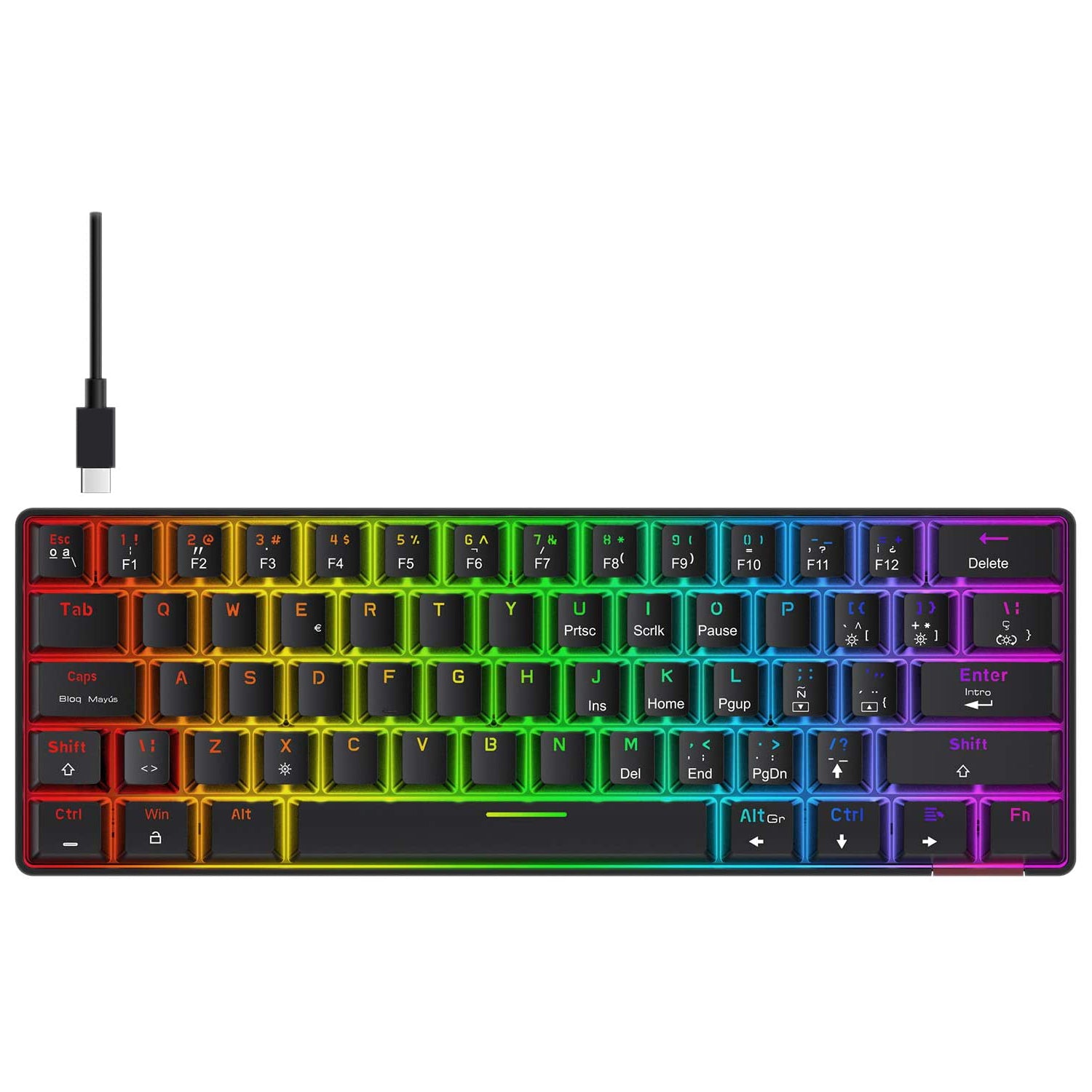 HAVIT KB611CM 60% Mechanical Keyboard & Programmable RGB Mouse Combo - 61 Keys Wired Type-C Backlit