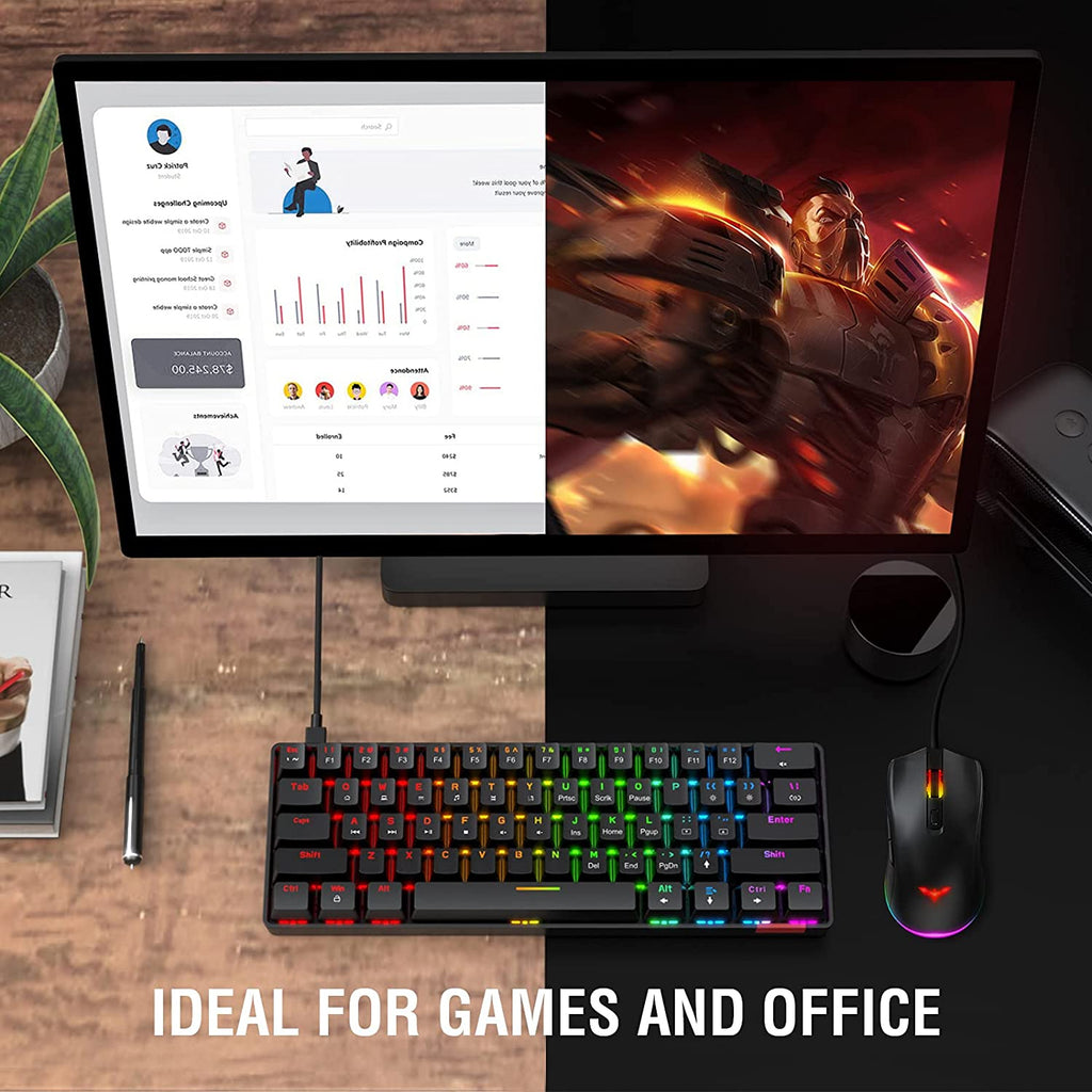 HAVIT KB611CM 60 Mechanical Keyboard & Programmable RGB Mouse Combo
