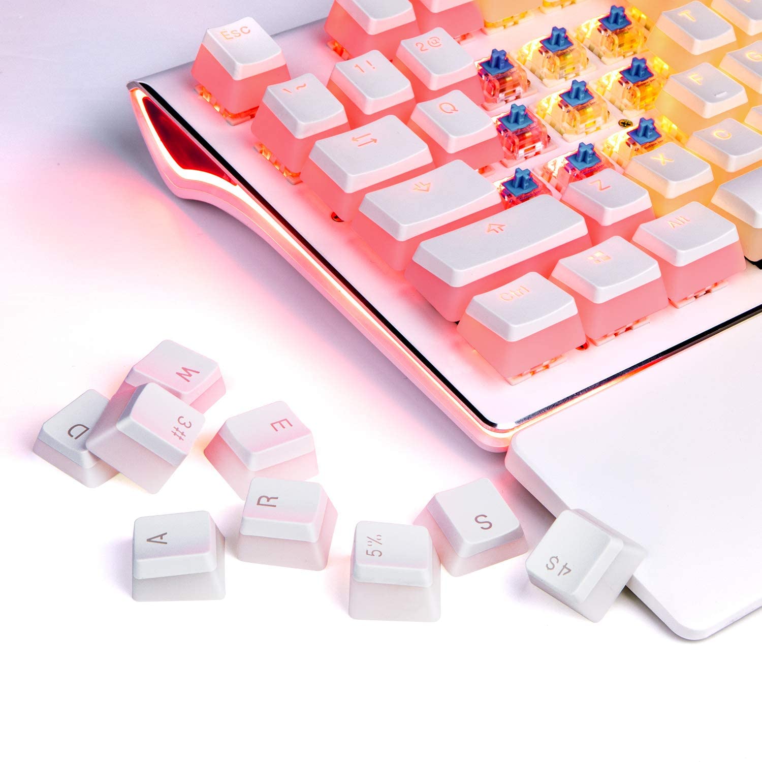 HAVIT KC22 PBT Keycaps with Puller - Pudding, Double Shot, for Cherry MX / Outemu Mechanical Keyboards