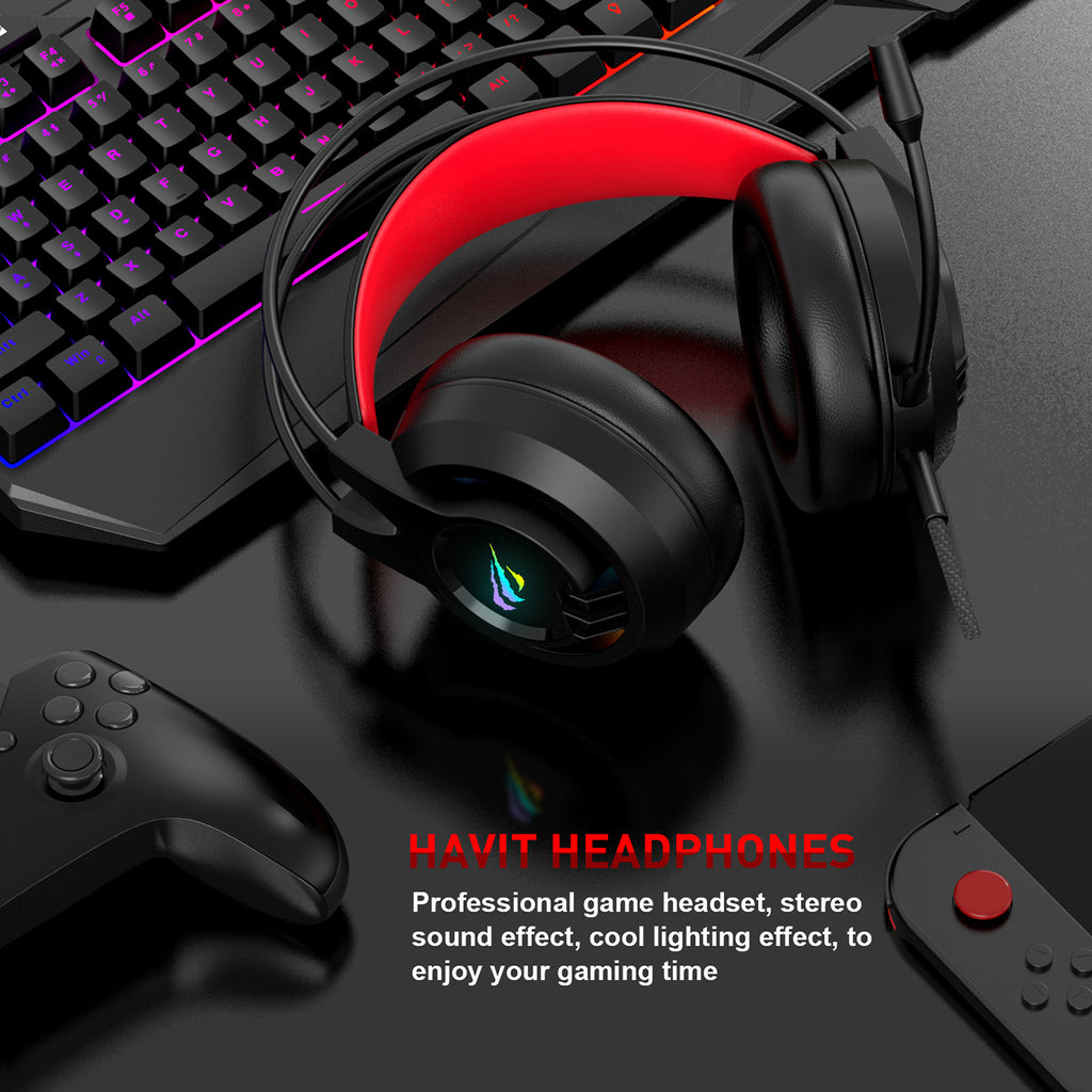 HAVIT H2020D RGB Gaming Headset with Stereo Surround Sound & Volume Co