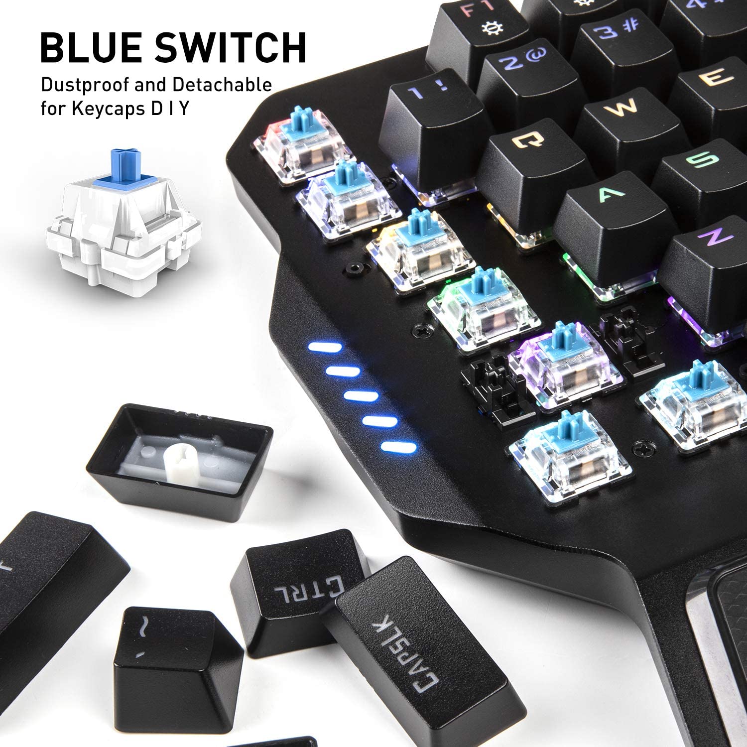 HAVIT RK-B20 One Hand RGB Gaming Keyboard & Programmable Mouse Combo - 36 Keys USB Keypad with Wrist Rest